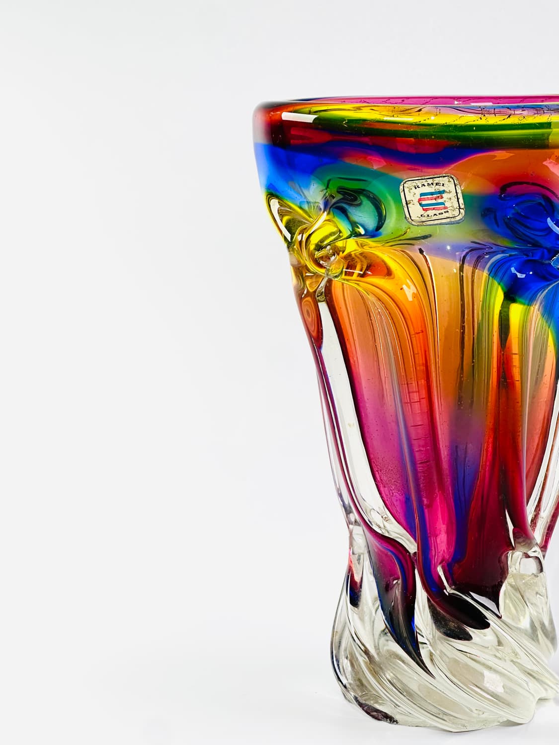 일본 빈티지 카메이 아트글라스 레인보우 화병 상품이미지3