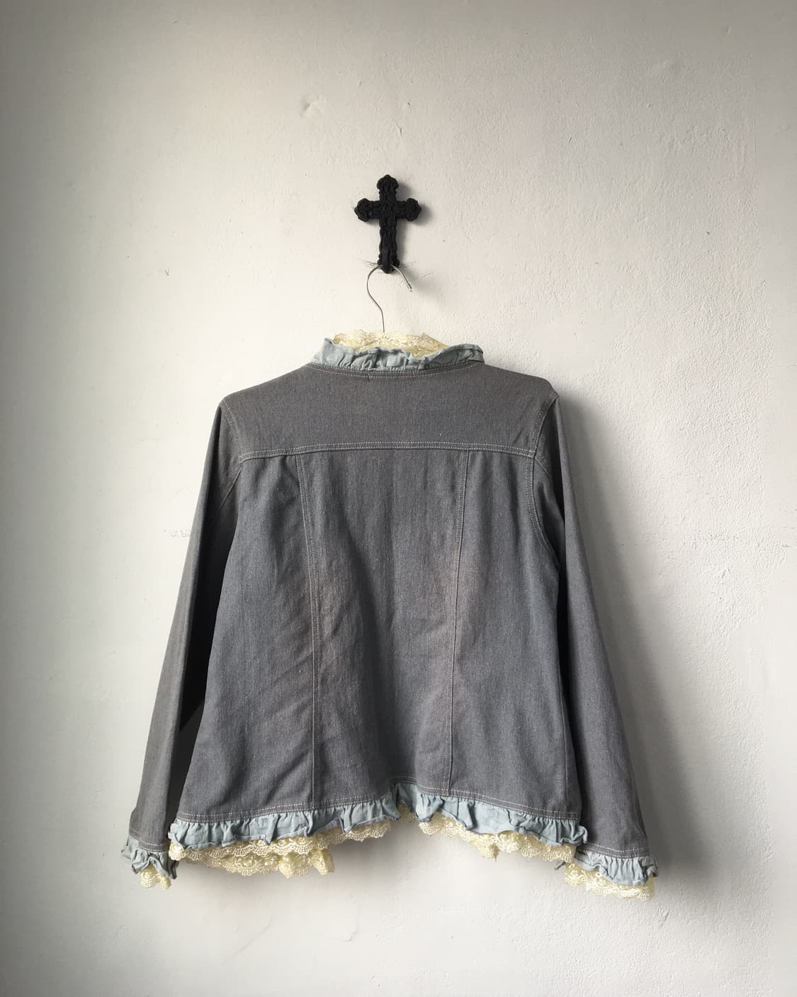 Lace trimming open jacket 상품이미지4