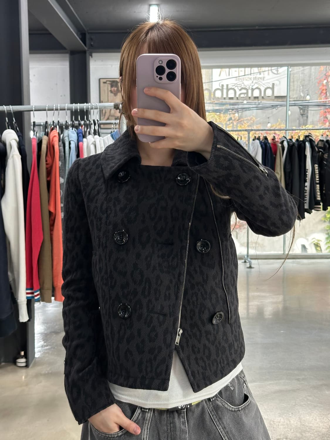 히스테릭글래머 레오파드 사선지퍼 버튼 울자켓 상품이미지1