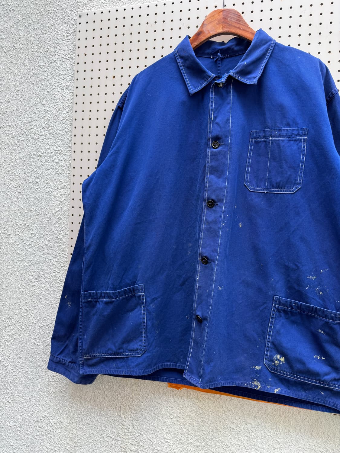 OLD VINTAGE DARK BLUE PAINTED 프렌치워크자켓 상품이미지6