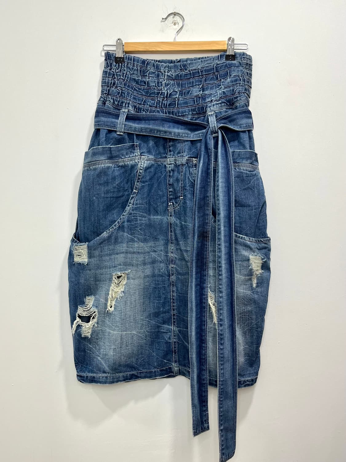일본 빈티지 벌룬핏 워싱 데님 미디스커트  상품이미지1