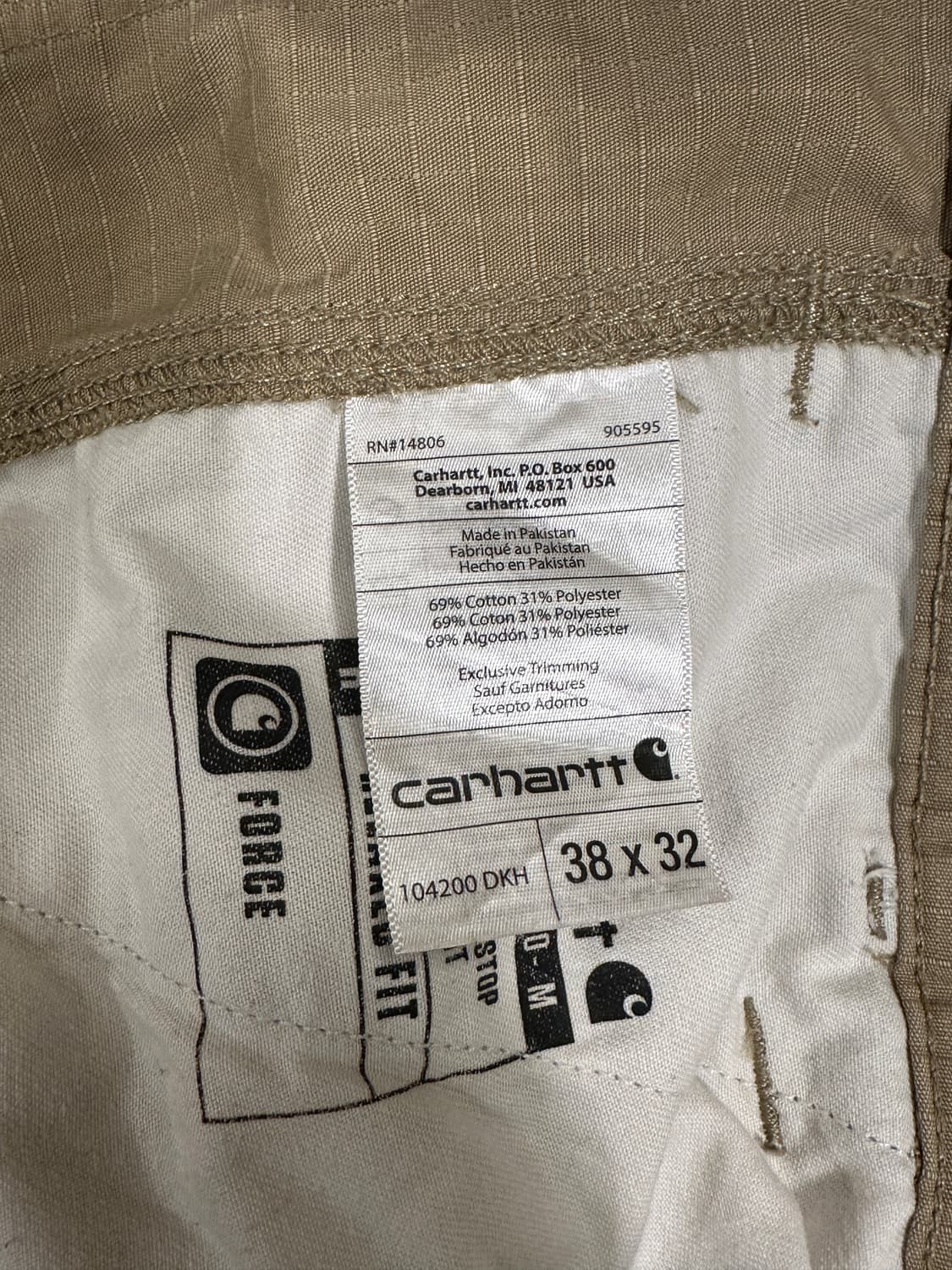 칼하트 카펜터 베이지 카고팬츠 38x32 상품이미지6