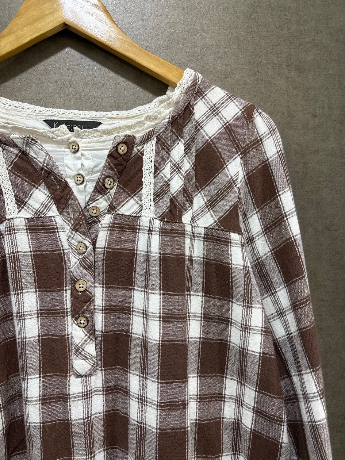 브라운 체크 레이어드 블라우스 상품이미지7