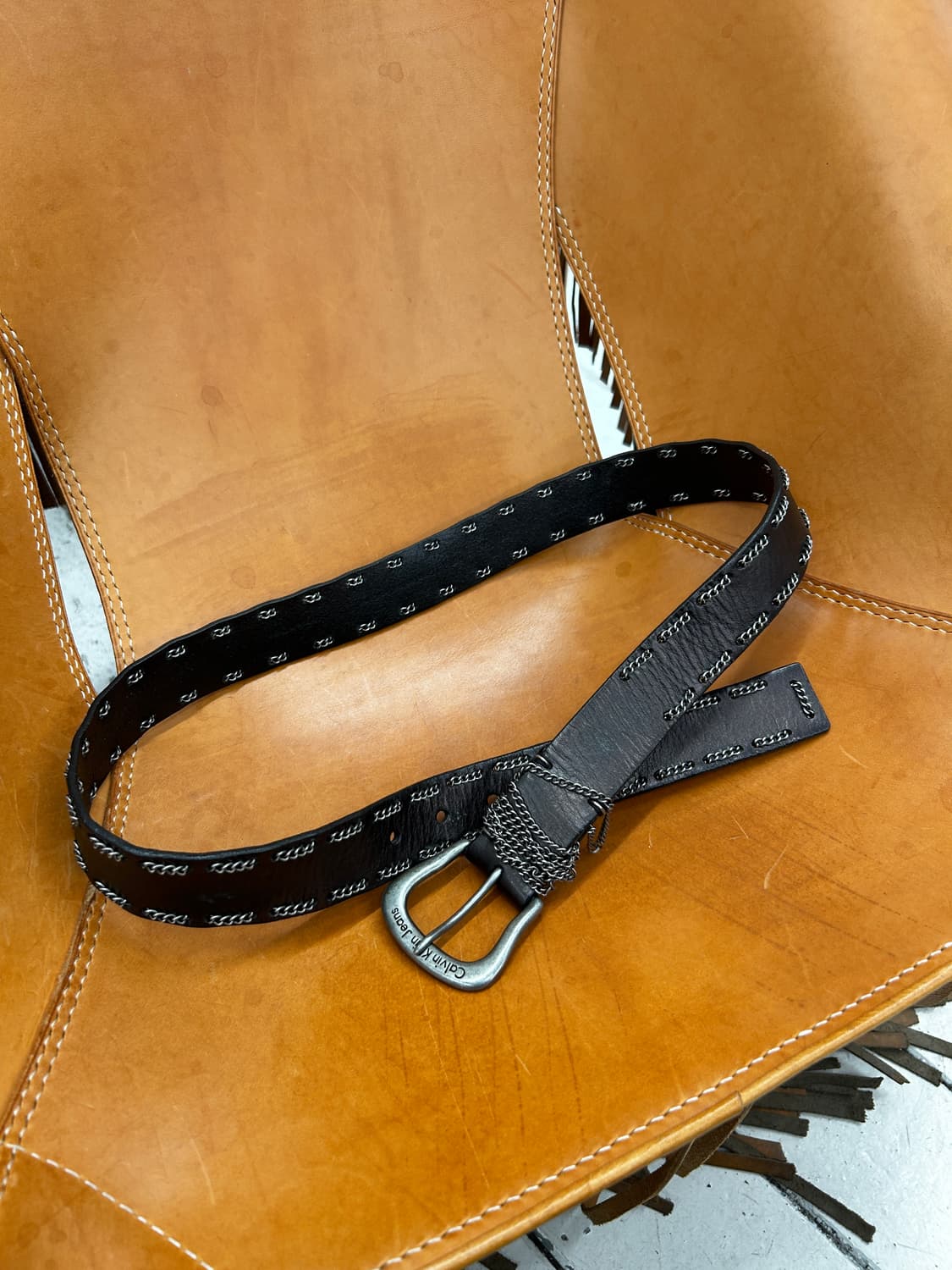 캘빈클라인 블랙 체인 장식 벨트 상품이미지1