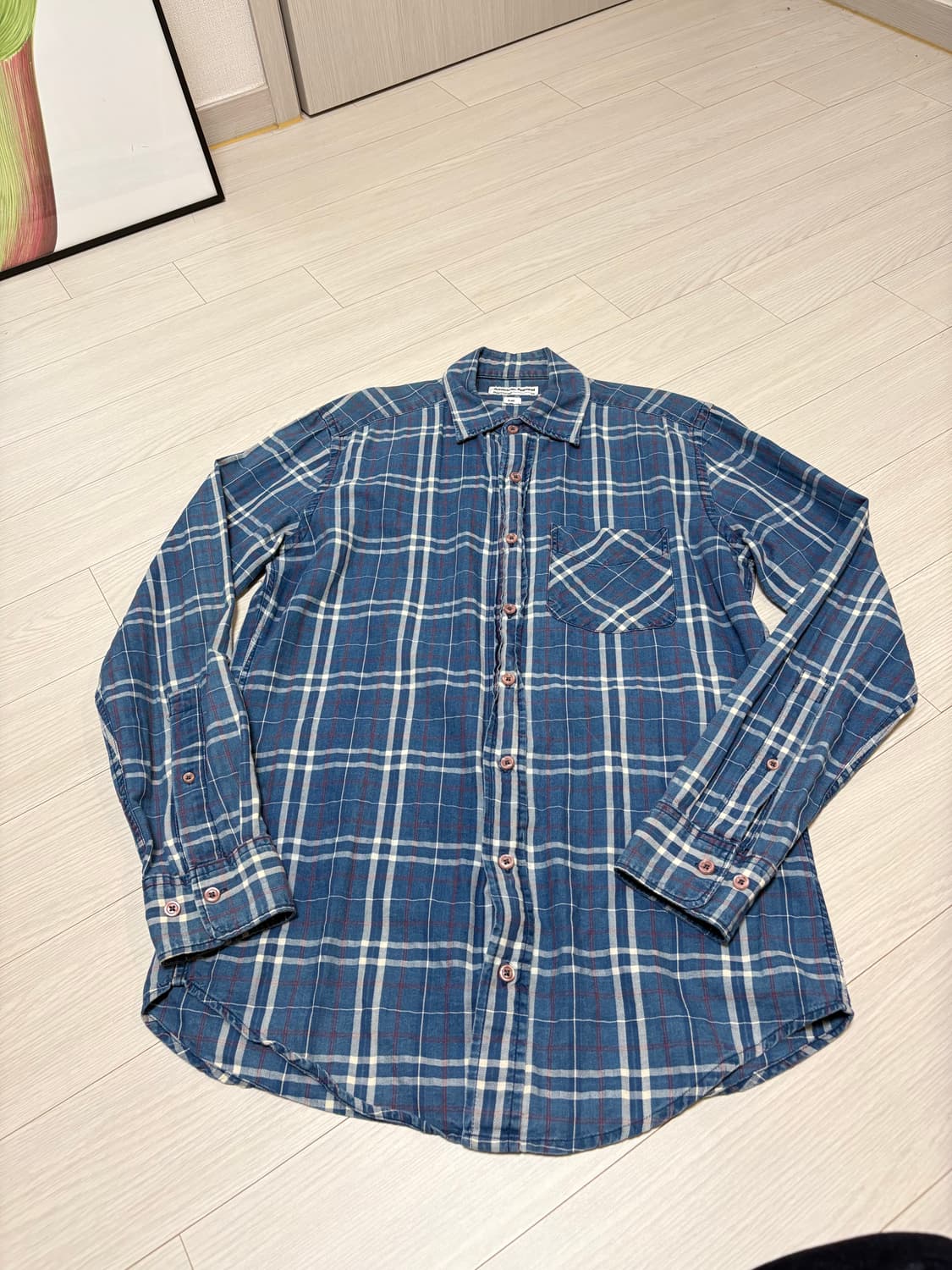 빈티지 아메리칸 어패럴 XS 데님 체크 셔츠 폴로 랄프로렌 셔츠 상품이미지2