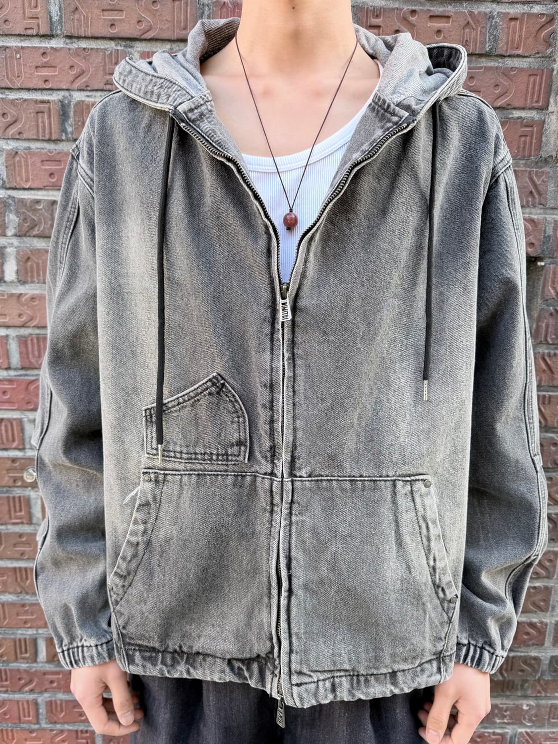 DIMITRI BLACK 빈티지 워싱 그레이 데님 후드 집업 상품이미지4