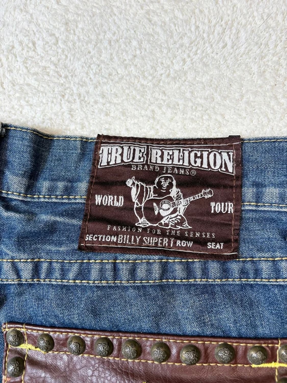 트루릴리젼 00's 백 포켓 스터드 레더 데님 팬츠 PN6067 상품이미지7