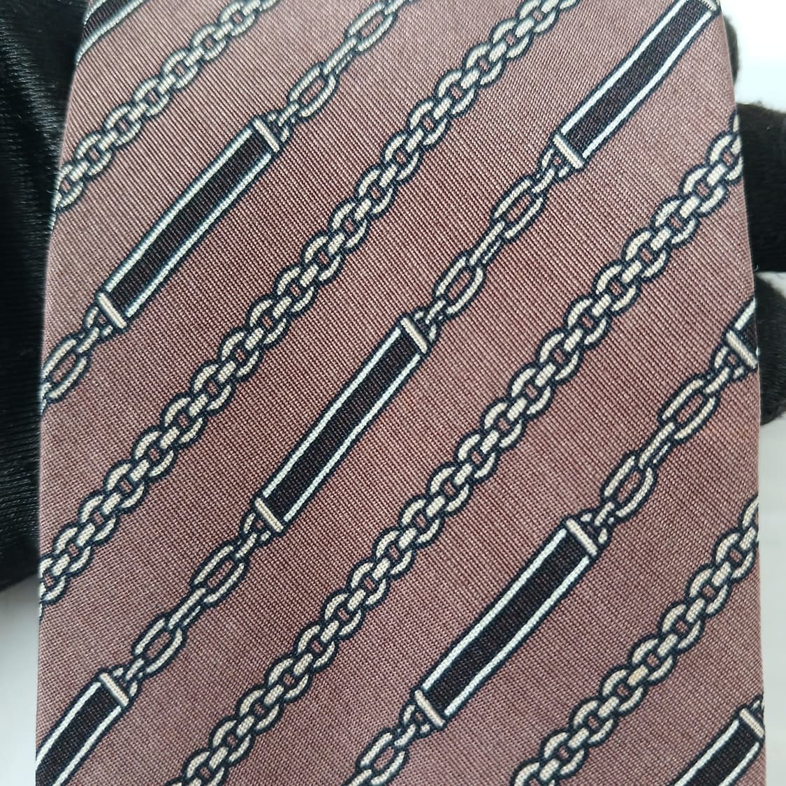 발리 실크 울 체인 패턴 넥타이 8.1cm B등급 A19648 상품이미지6