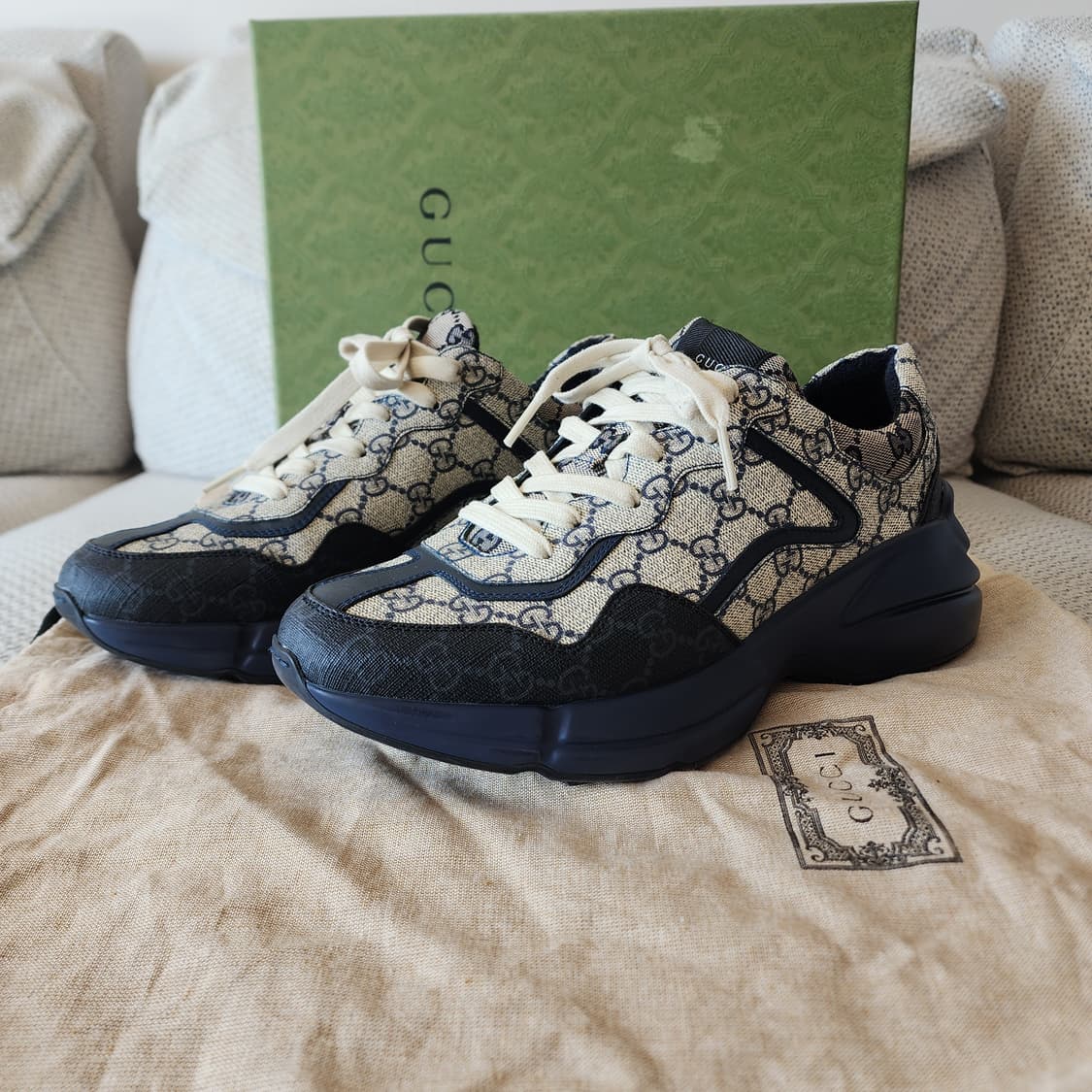 초민트급 구찌 GG 슈프림 라이톤 스니커즈 네이비 블랙 265 상품이미지1