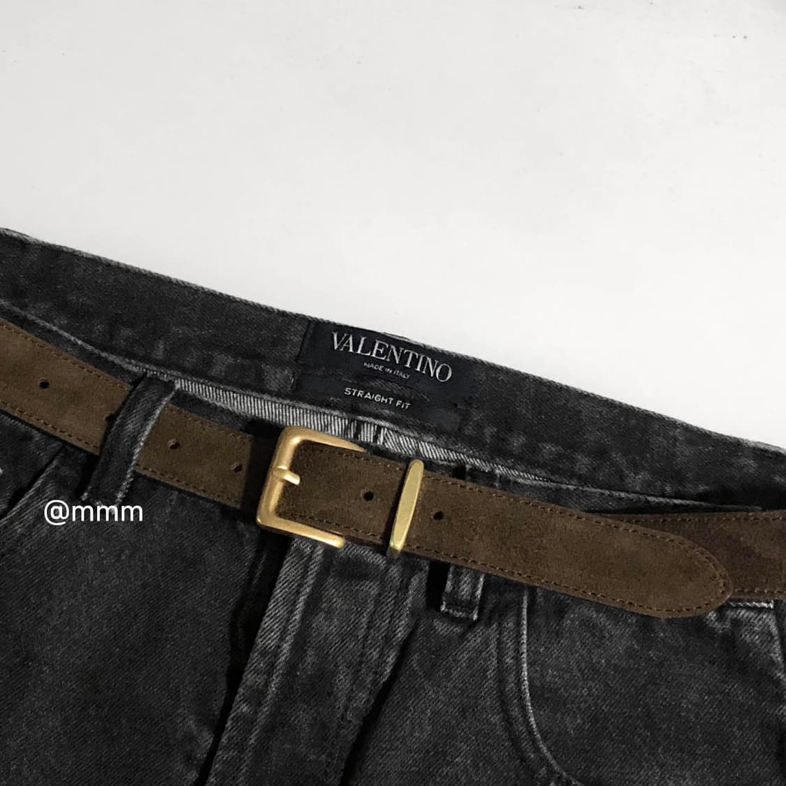 [Unisex]골드링 스웨이드 가죽 벨트 브라운 상품이미지2