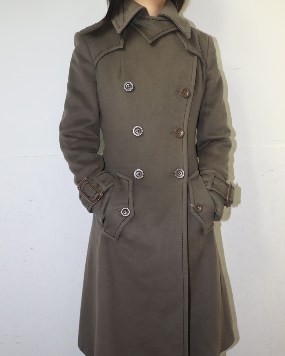 스포트막스 배트 윙 카라 더블 브레스트디드 코트 상품이미지3