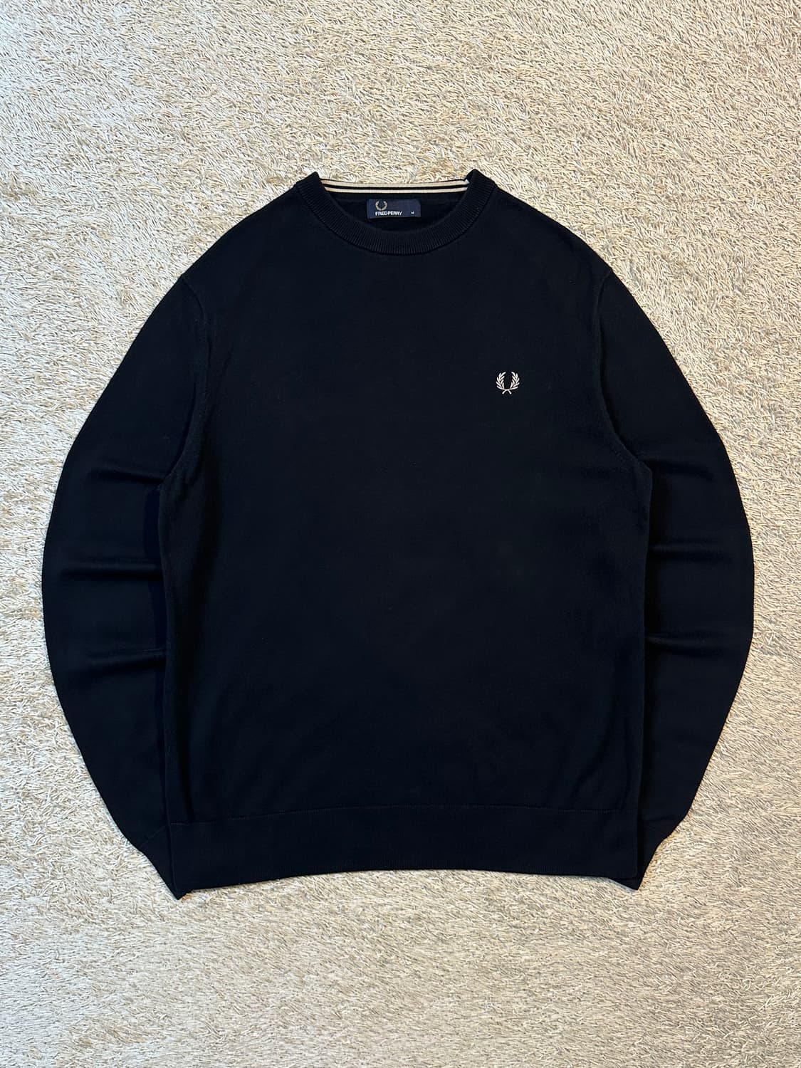 프레드페리 FREDPERRY 라운드넥 코튼 니트 블랙 상품이미지1