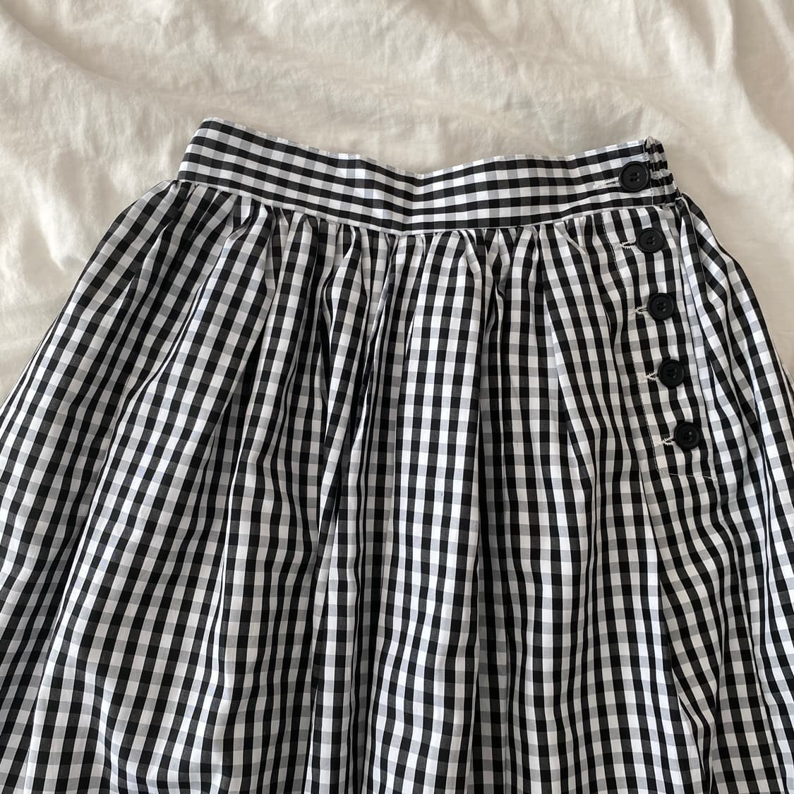 빈티지 체크 버튼 스커트 상품이미지2