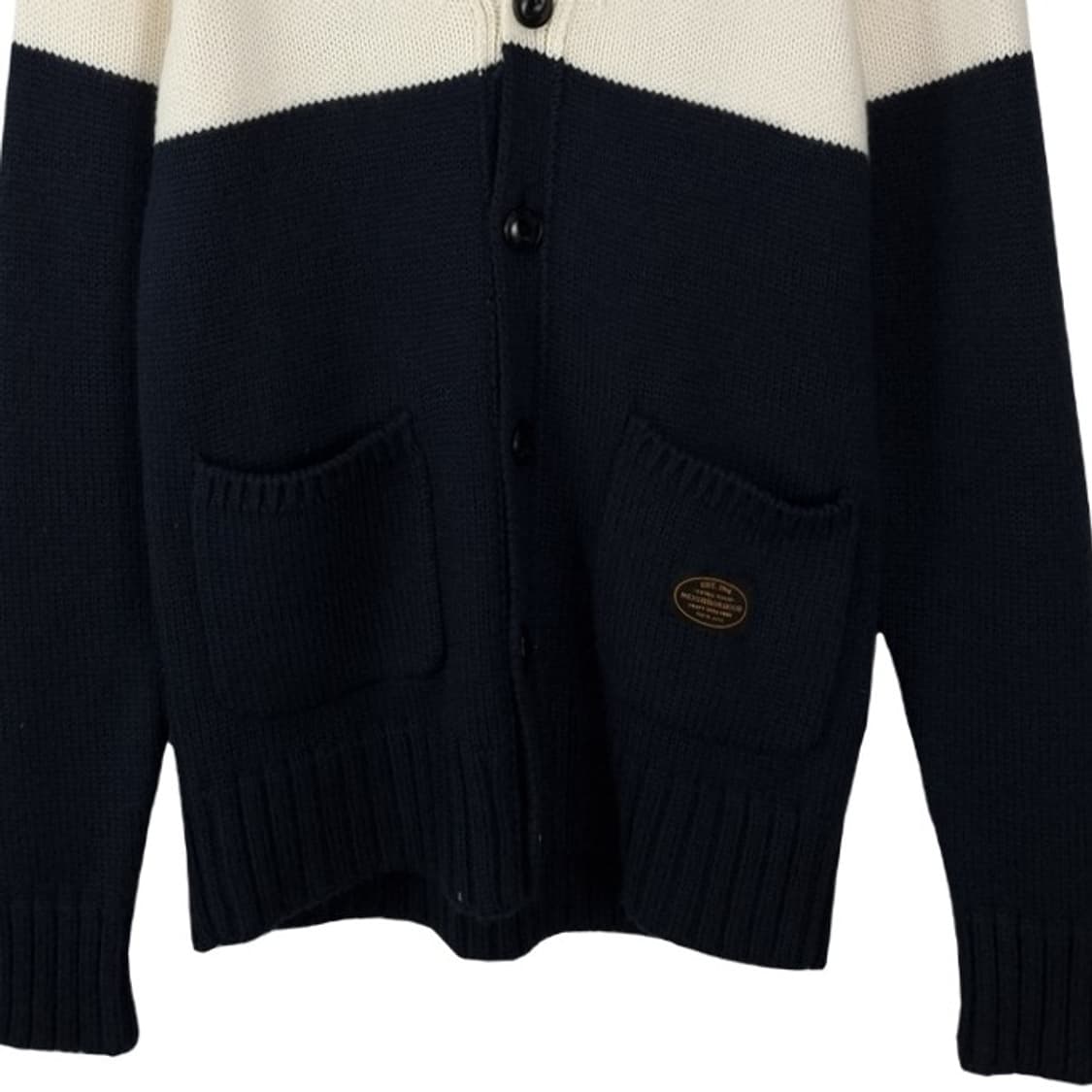 [네이버후드] 컬러 블럭 배색 네이비 브이넥 니트 가디건 P01416 상품이미지5