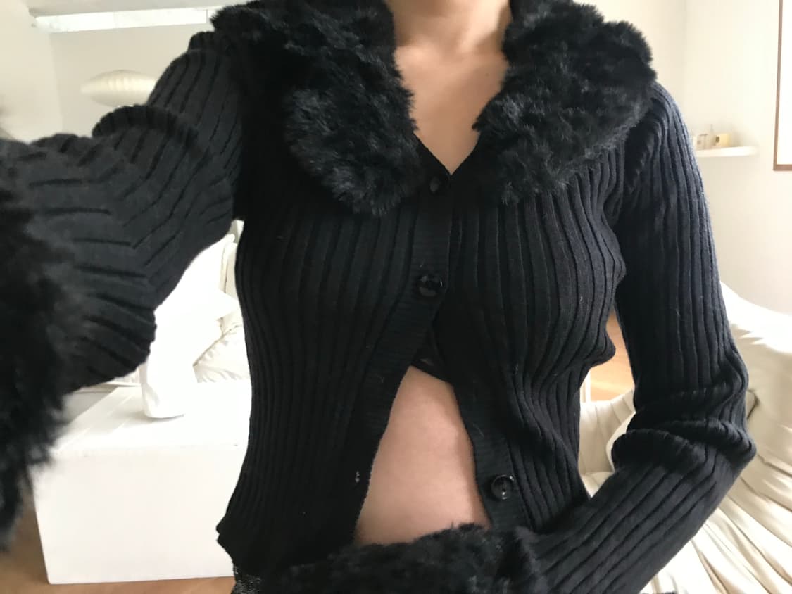 vintage black fur cardigan 상품이미지7