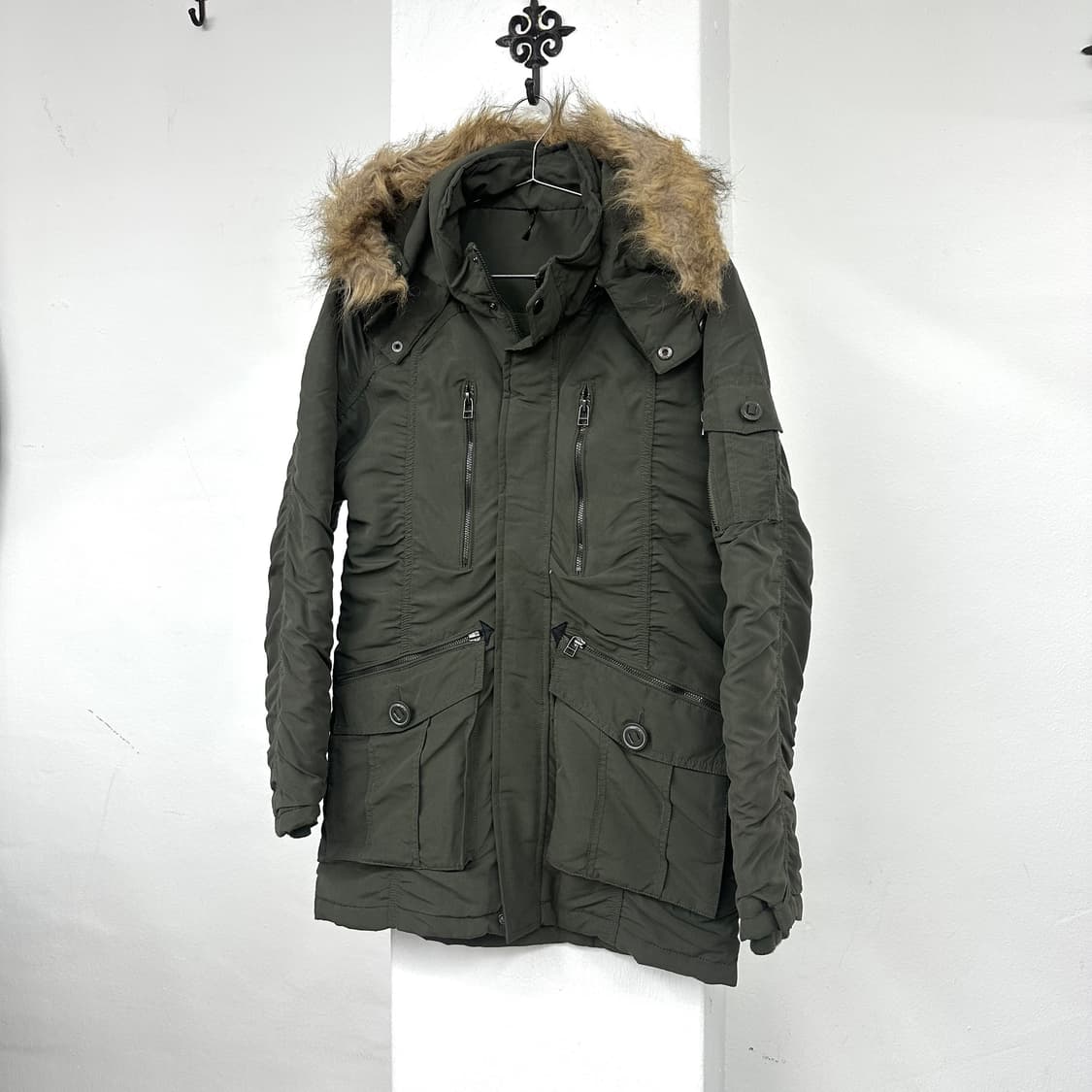 Khaki shirring fur jacket 상품이미지5