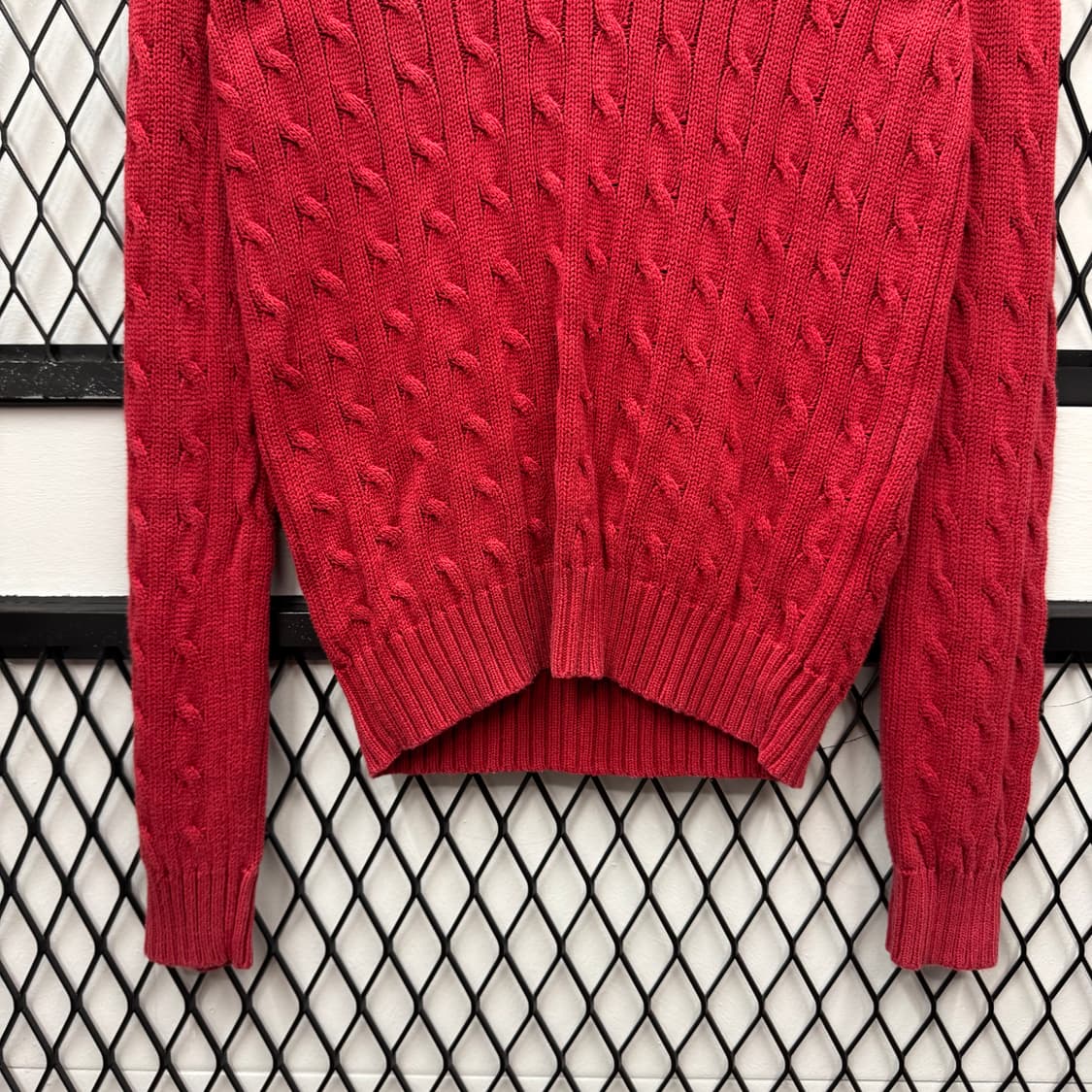 폴로 랄프로렌 케이블 니트 화이트 포니 포인트 레드 상품이미지4