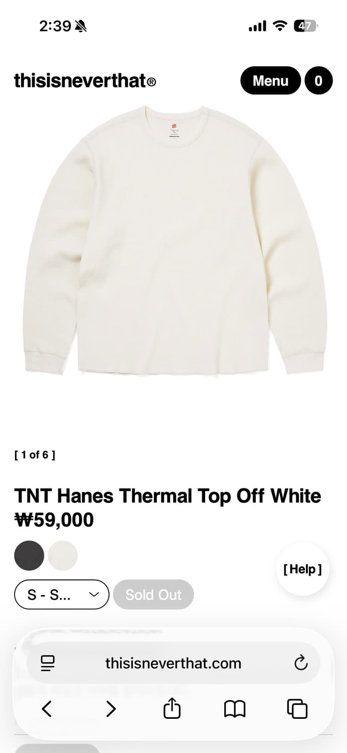 헤인즈 써멀 탑 와플 디네뎃 콜라보 상품이미지1