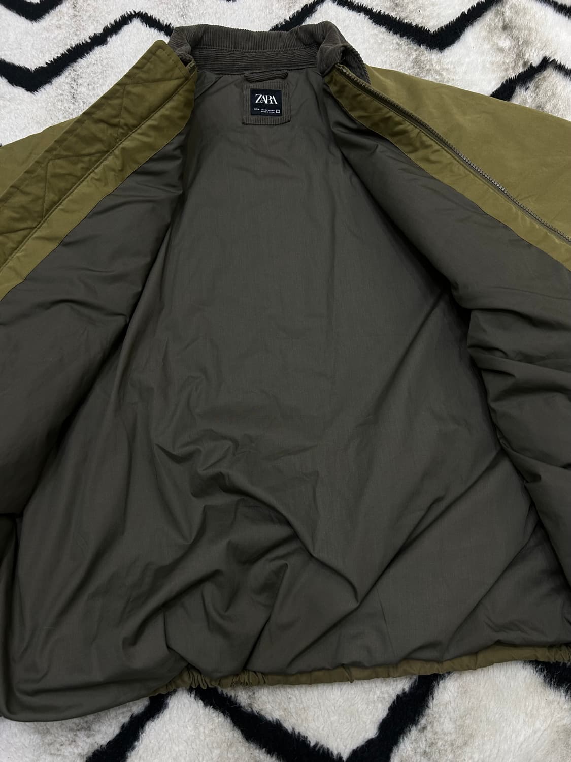 [한국2XL]ZARA 투톤 왁스드 봄버 자켓/카키 상품이미지3