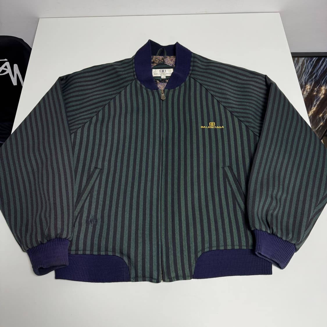 발렌시아가 BB로고 스트라이프 블루종 자켓 상품이미지1