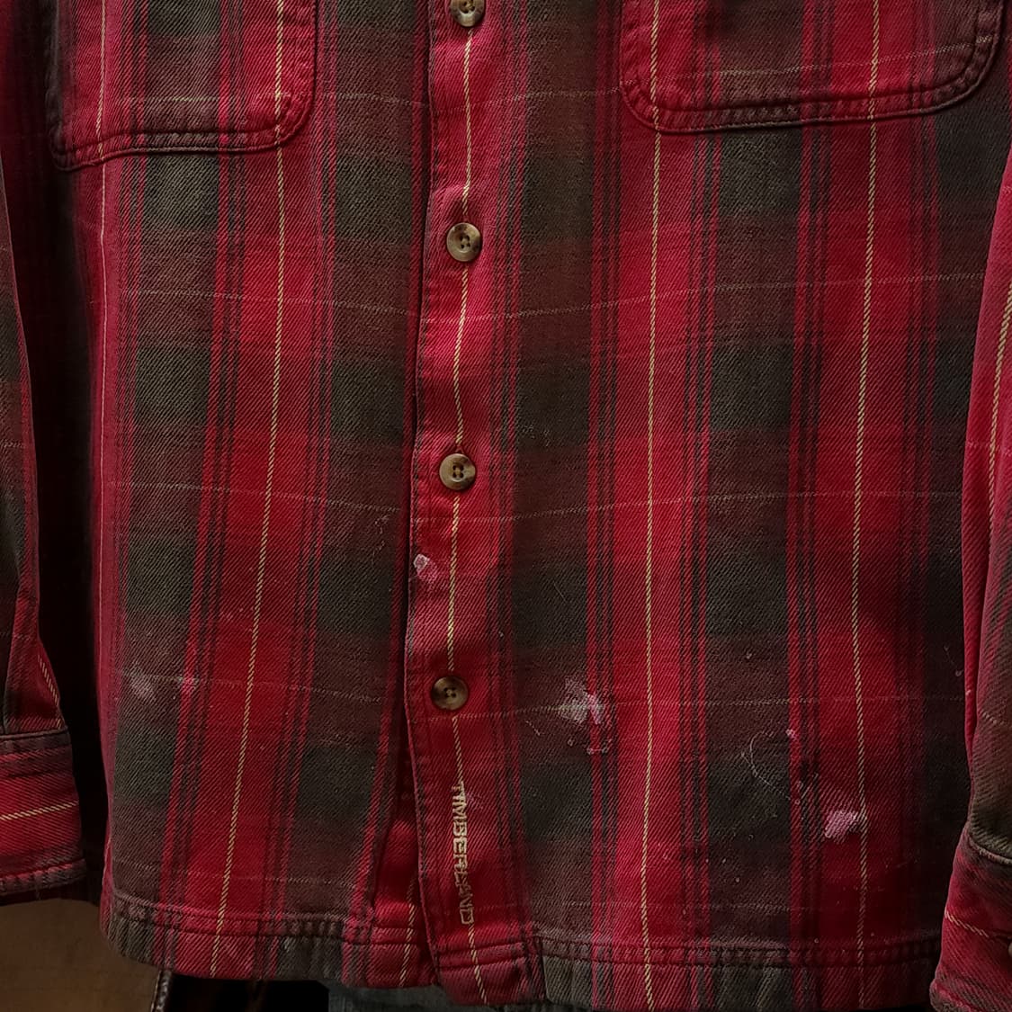 90s 팀버랜드 체크셔츠 플란넬 셔츠 헤비코튼 크롭셔츠 XL 상품이미지7