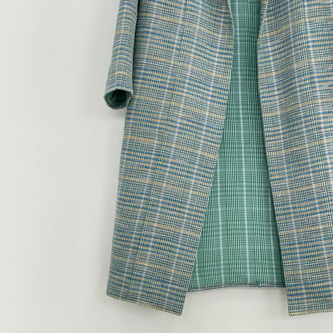 랑방 체크 린넨 코트 상품이미지3