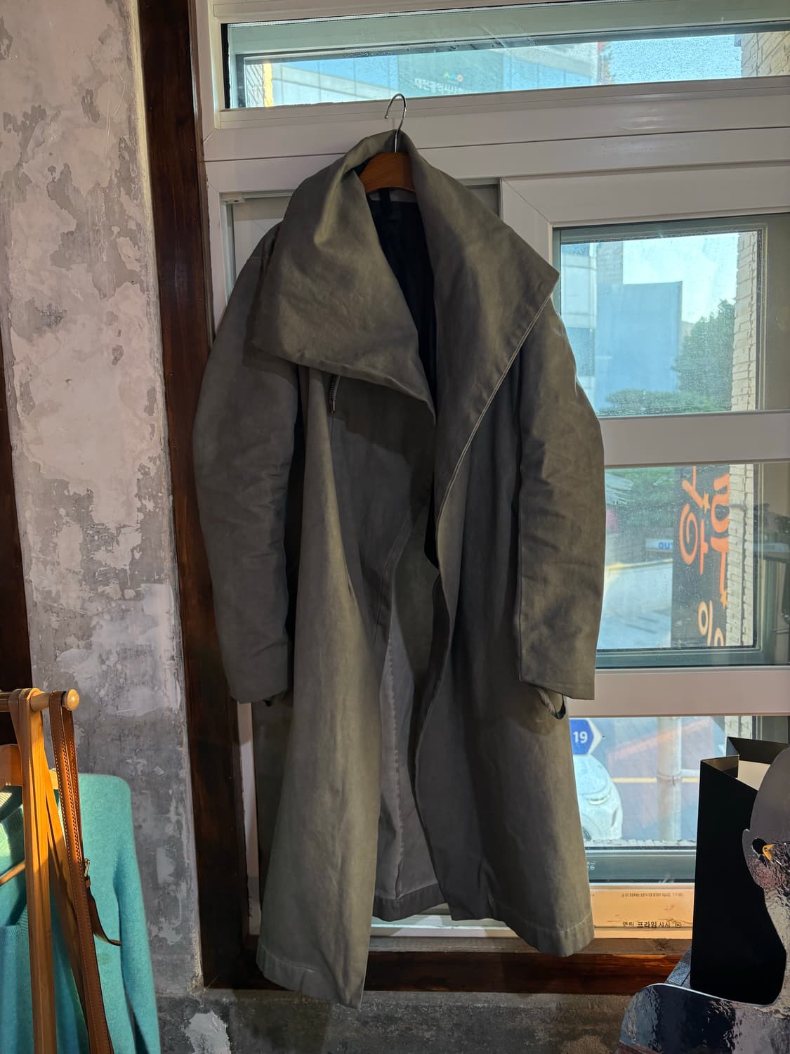 릭오웬스 느낌 피그먼트 코트 빈티지코트 상품이미지1