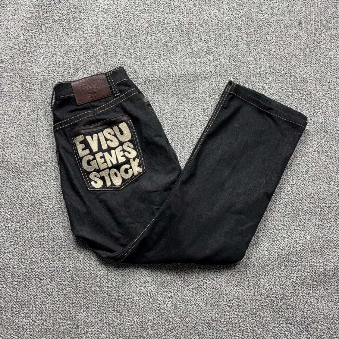 에비수 Genes Stock 레더 패치 데님 팬츠 상품이미지1