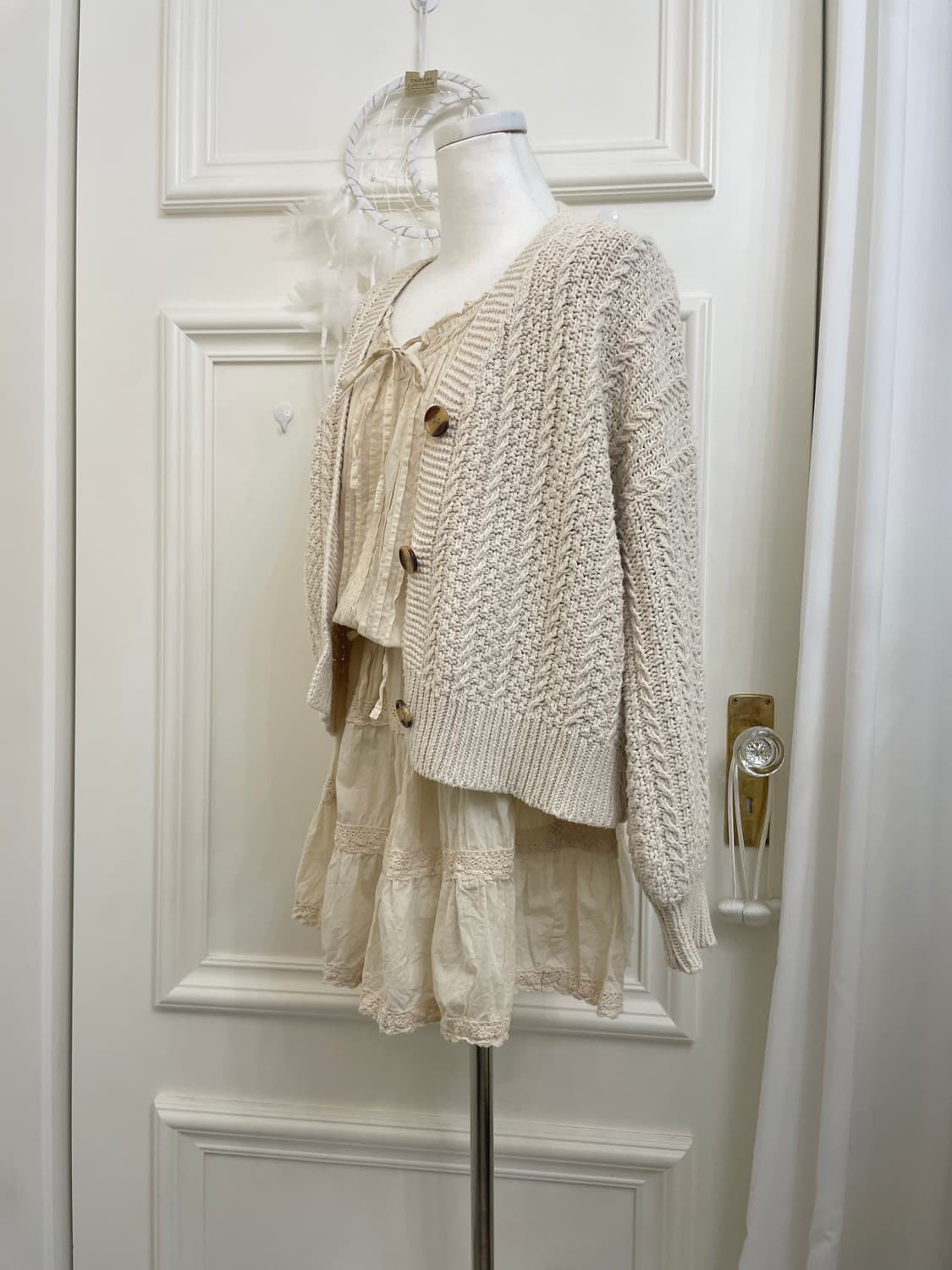 ivory lace trimming bow point cotton opc 상품이미지9