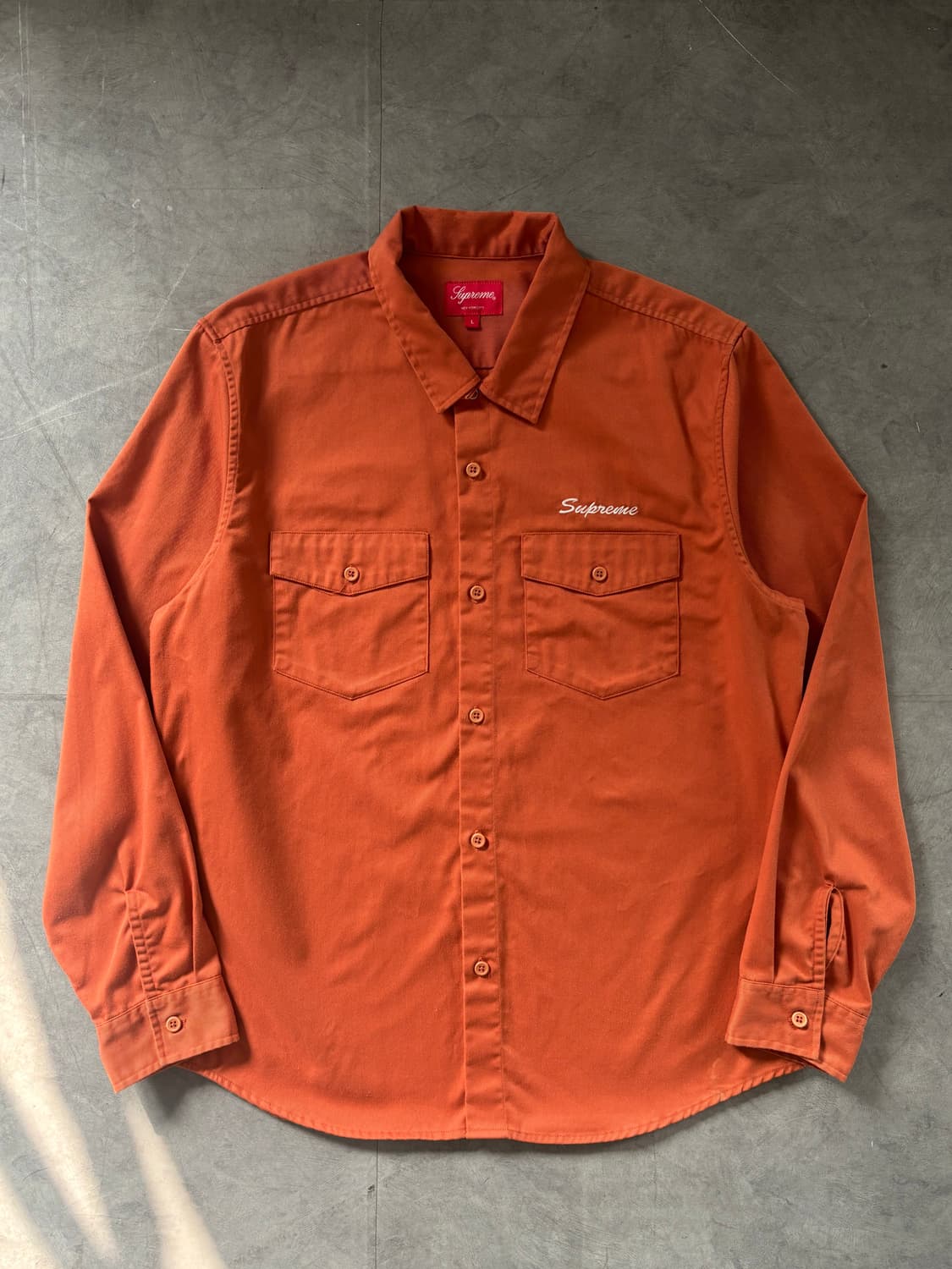 Supreme 슈프림 로고 오렌지 컬러 워크 셔츠 상품이미지4