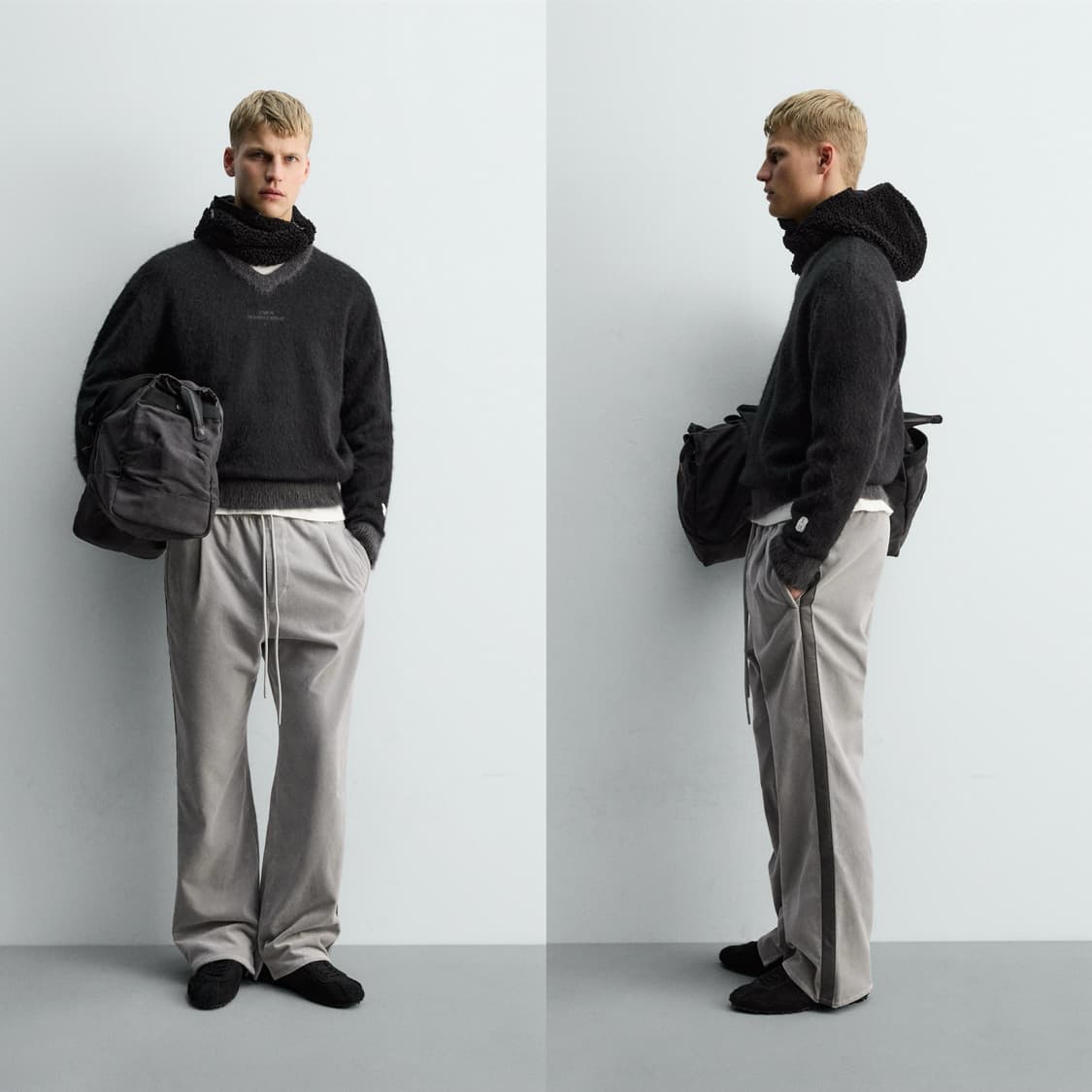 자라 X SR_A 콘트라스트 텍스처 스웨터 블랙 새상품 상품이미지3