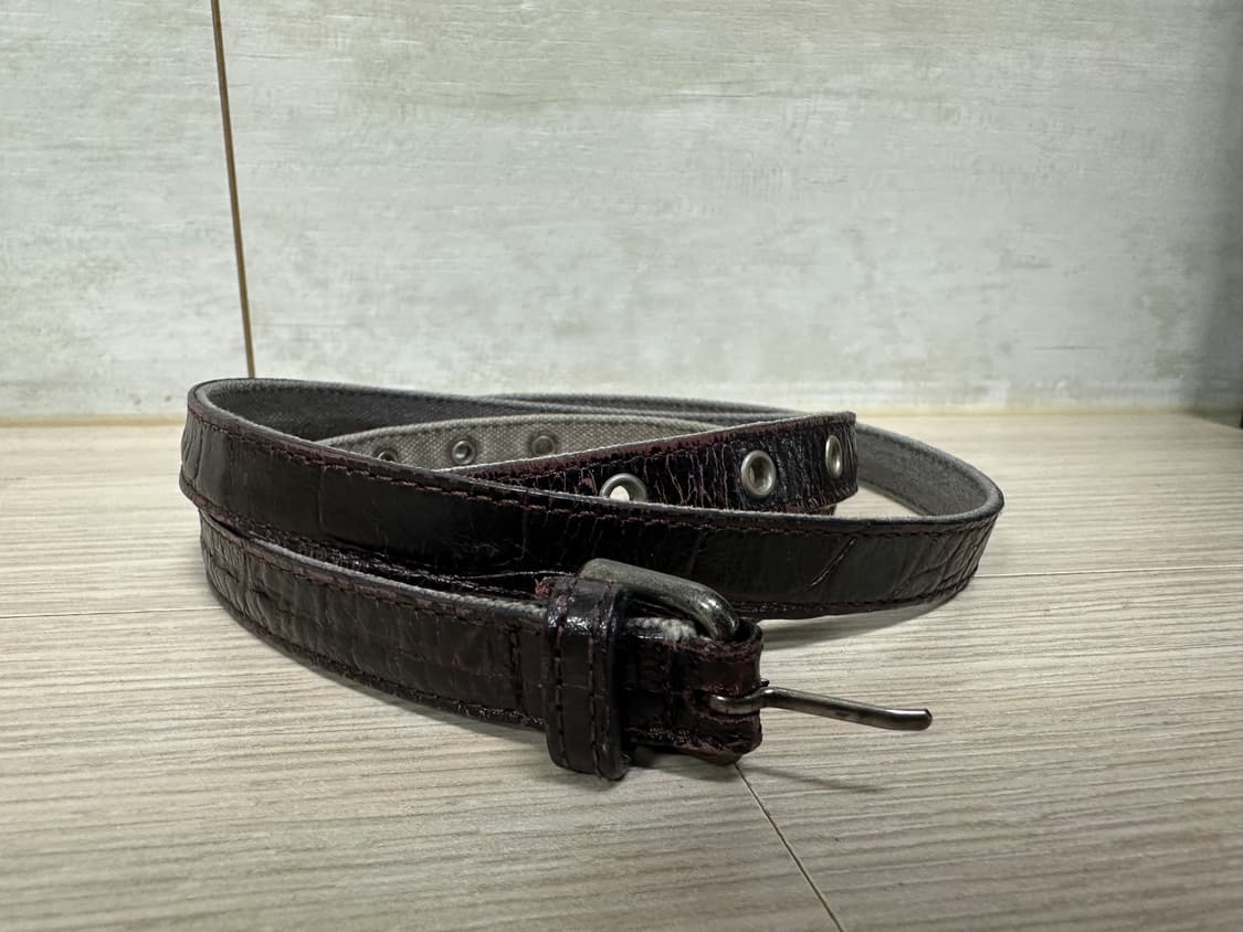 드리스반노튼 슬림 크로커다일 벨트 다크브라운 120cm 상품이미지1