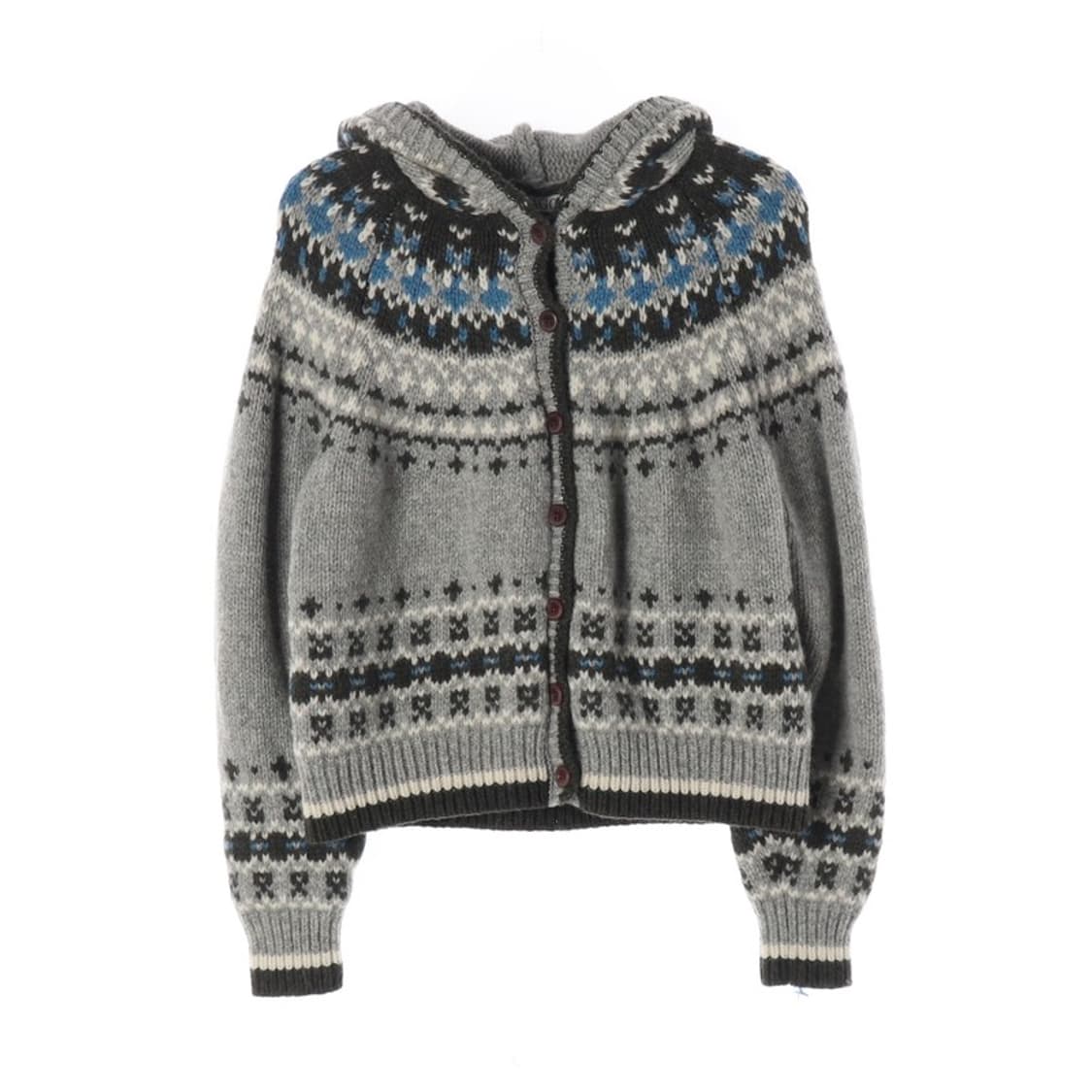 URAGO 울100 노르딕 페어아일 후드 니트 가디건 상품이미지1