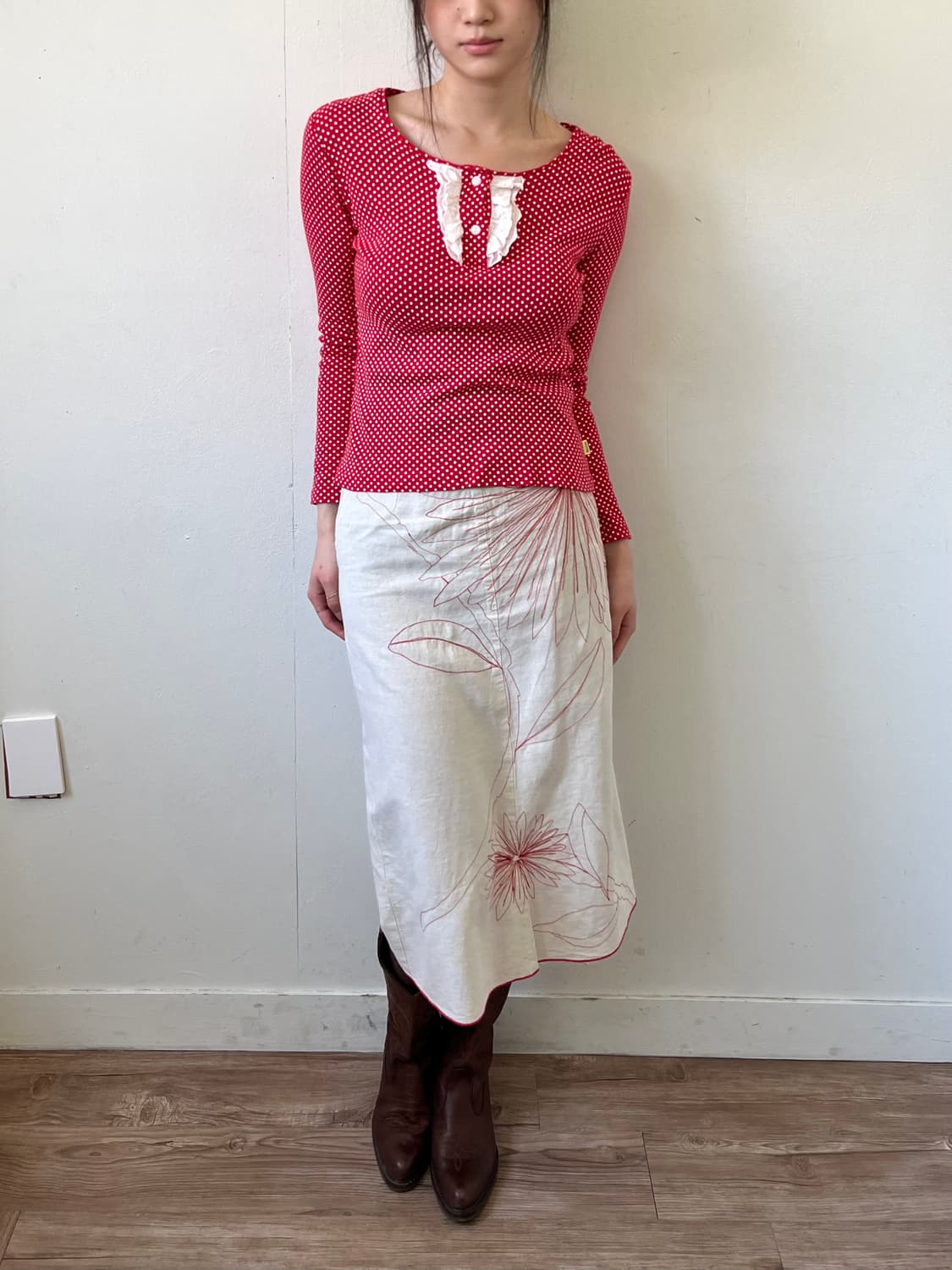 Ribbon Casket 레이스 도트 탑 상품이미지6