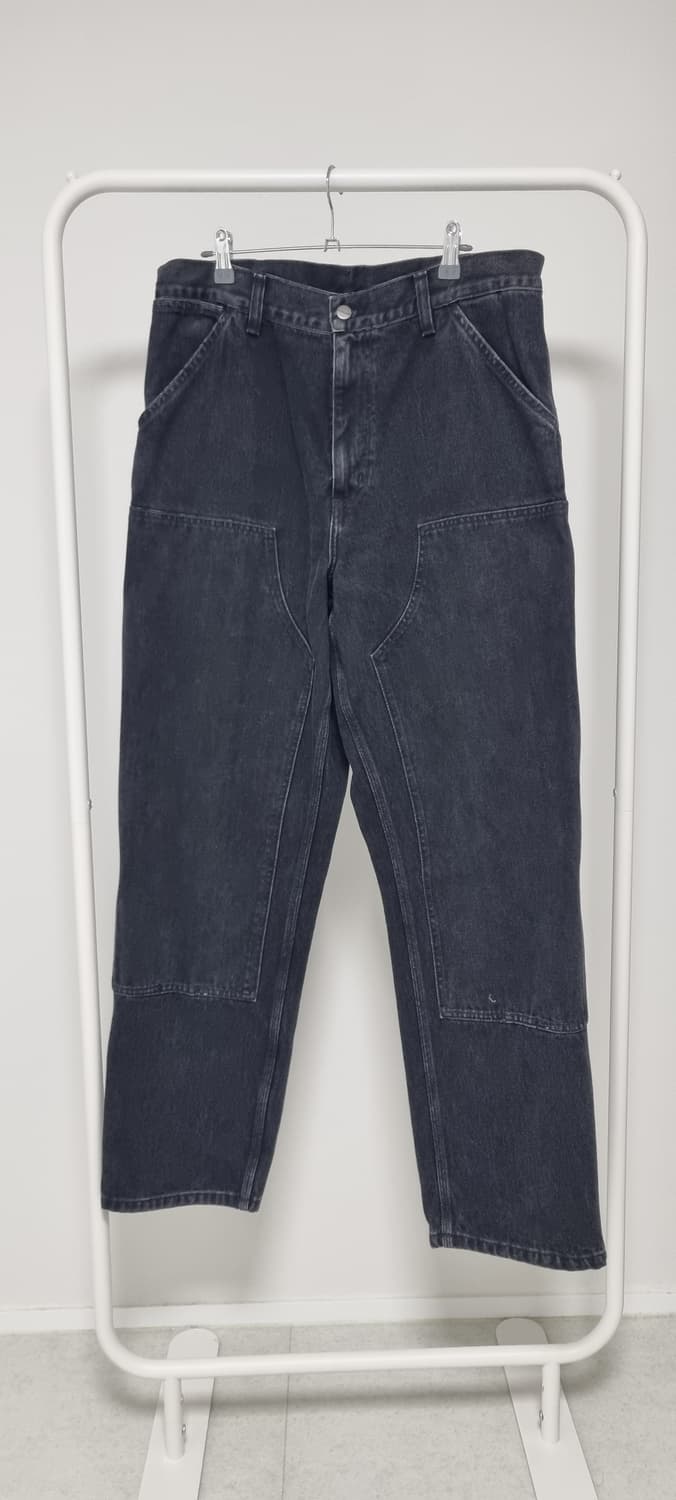 칼하트WIP 더블 니 팬츠 스미스 블랙 스톤 워시드 W32L32 상품이미지1