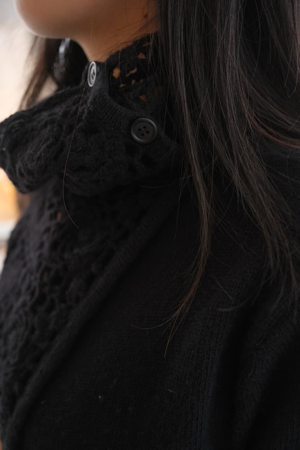 Crochet motif high-neck cardigan  상품이미지4