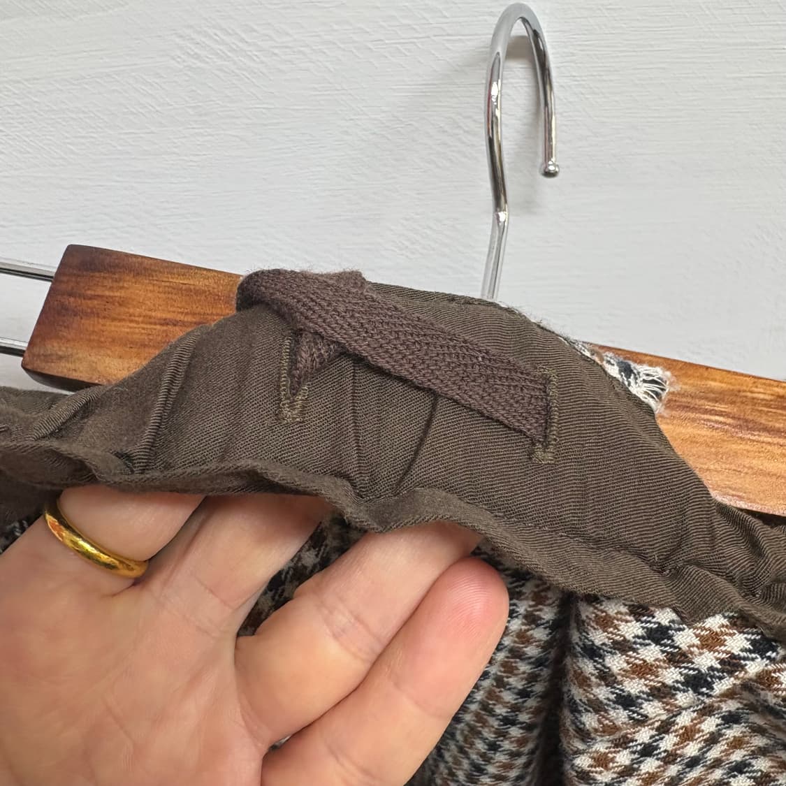 브라운 밴딩 체크 와이드 팬츠  상품이미지5