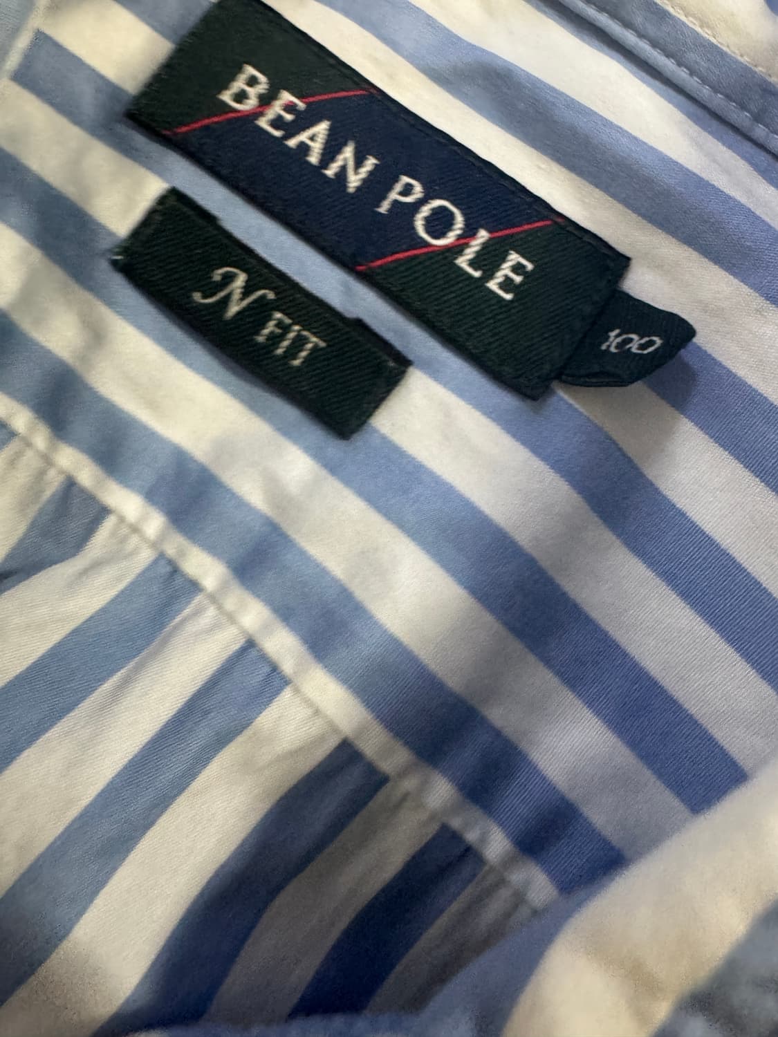 빈폴 beanpole 올드스쿨 스트라이프 반팔 셔츠 L 블루 상품이미지3