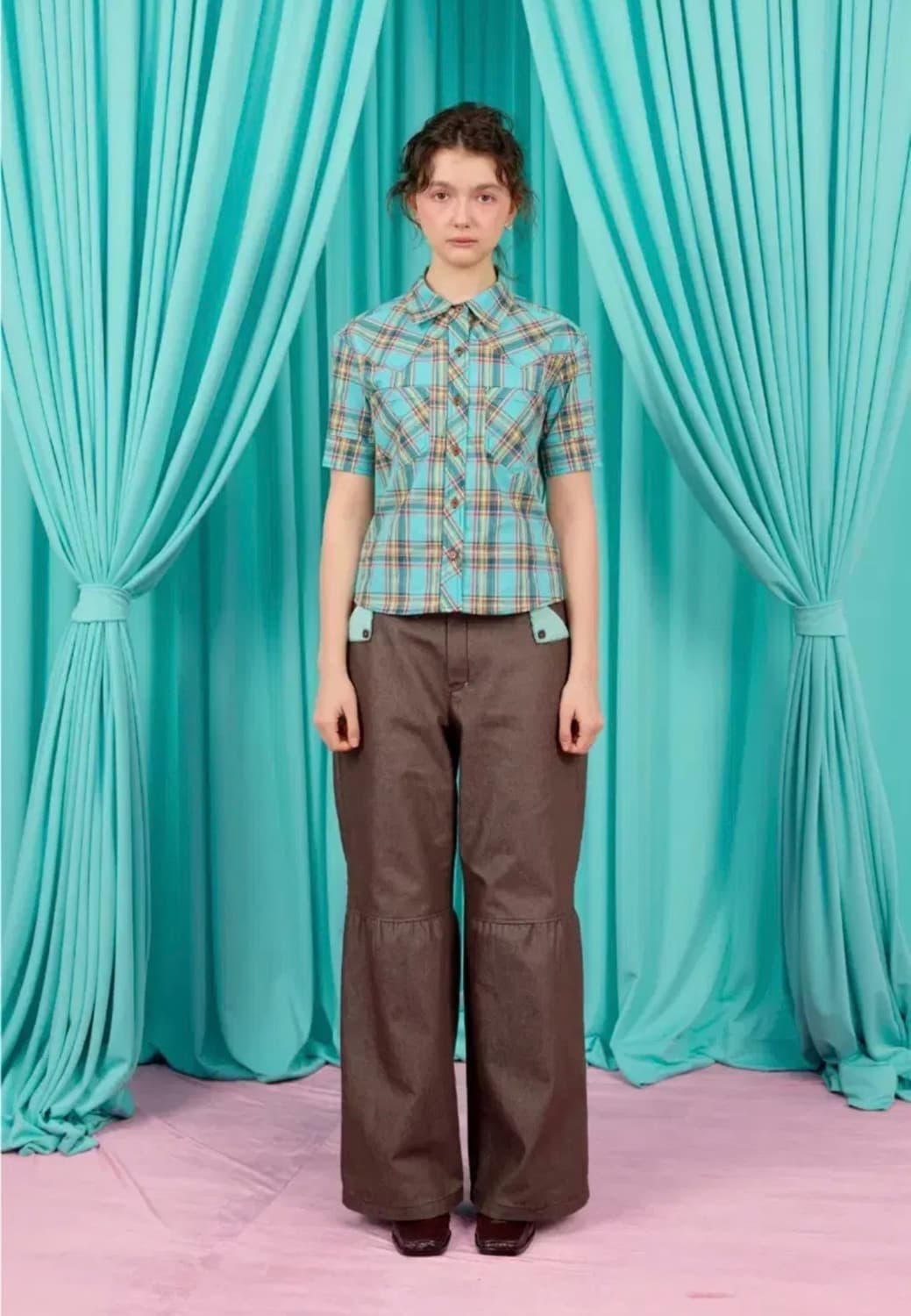 heretic 헤레틱 체크 쇼츠 슬리브 셔츠 상품이미지2