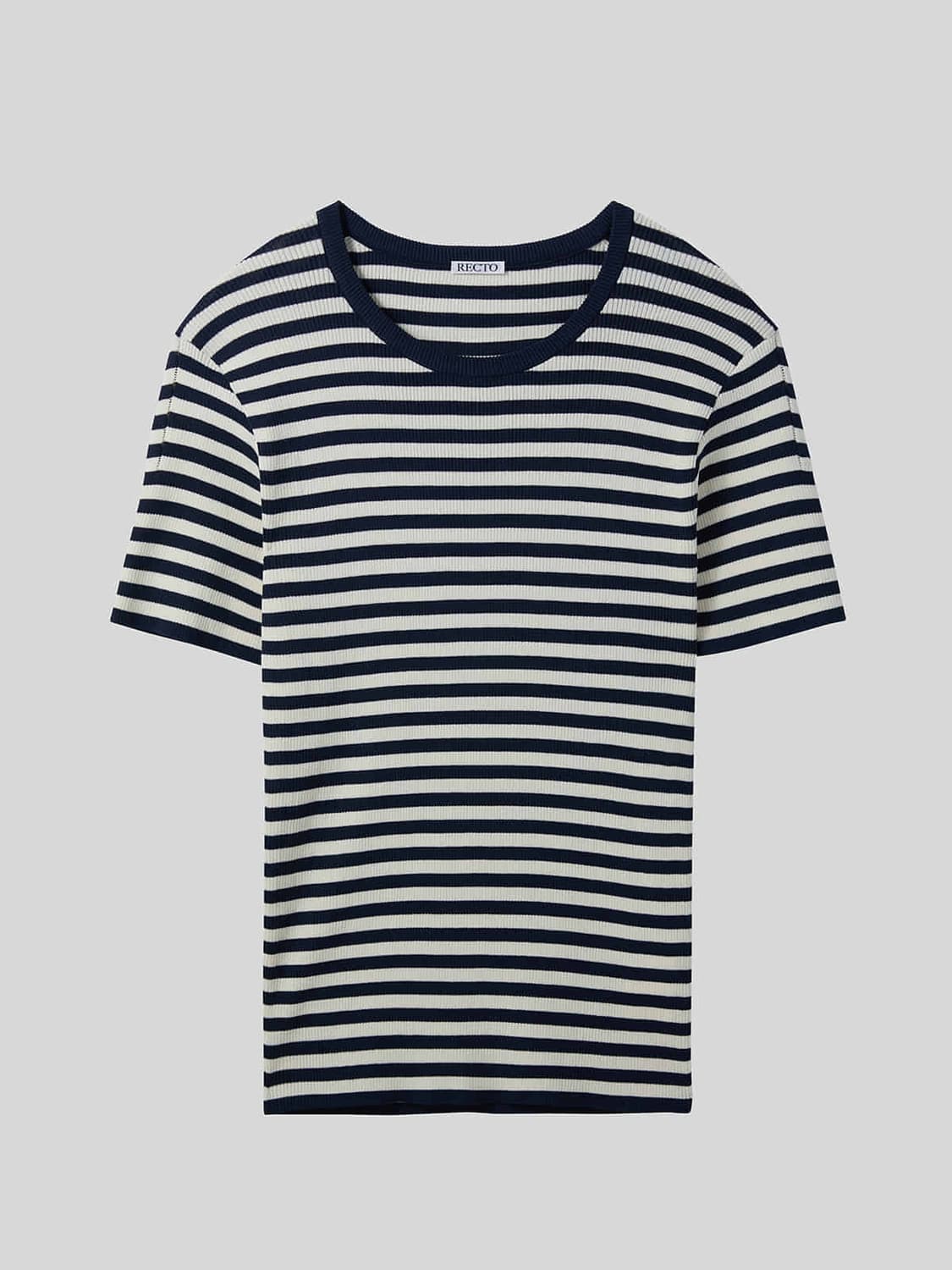 렉토 26SS 마리나 썸머 반팔 니트 탑 카라 니트 네이비 상품이미지4