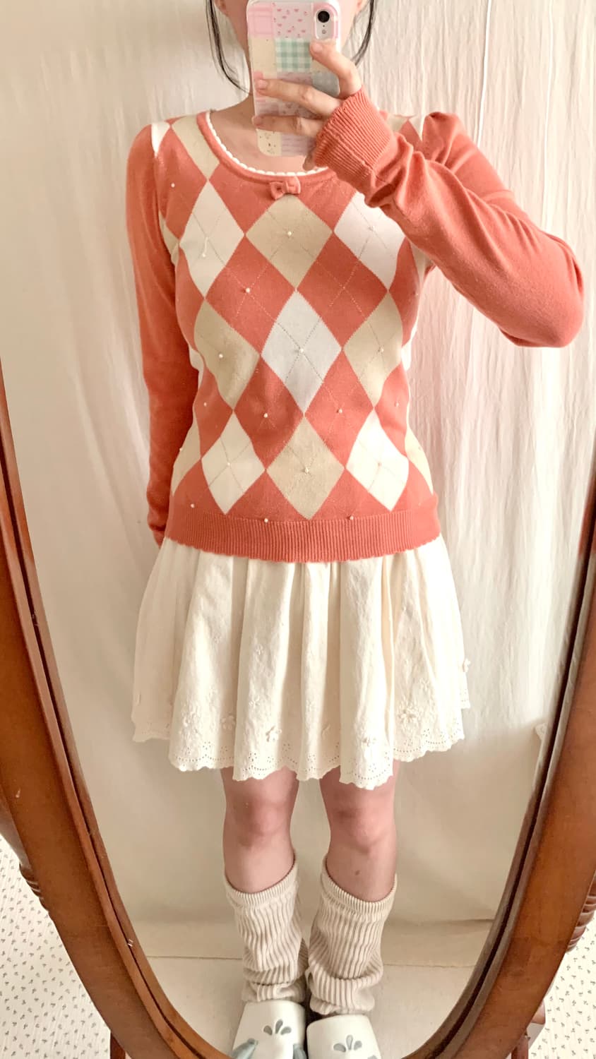 C.D.S 핑크 아가일 로걀탑 상품이미지2