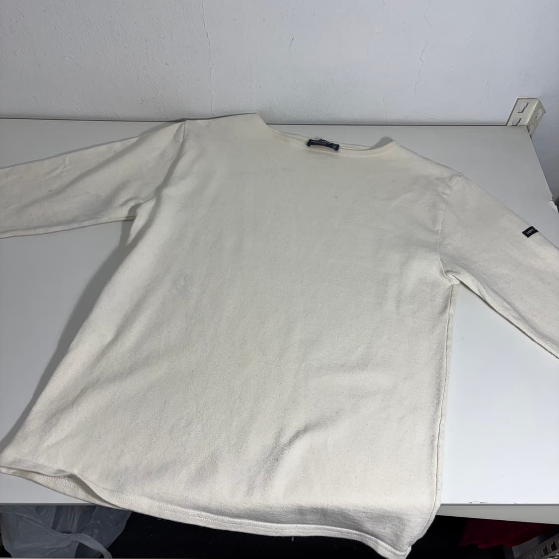 우먼M 세인트제임스 라이트아이보리 기본로고 코튼 슬리브긴팔티 상품이미지1