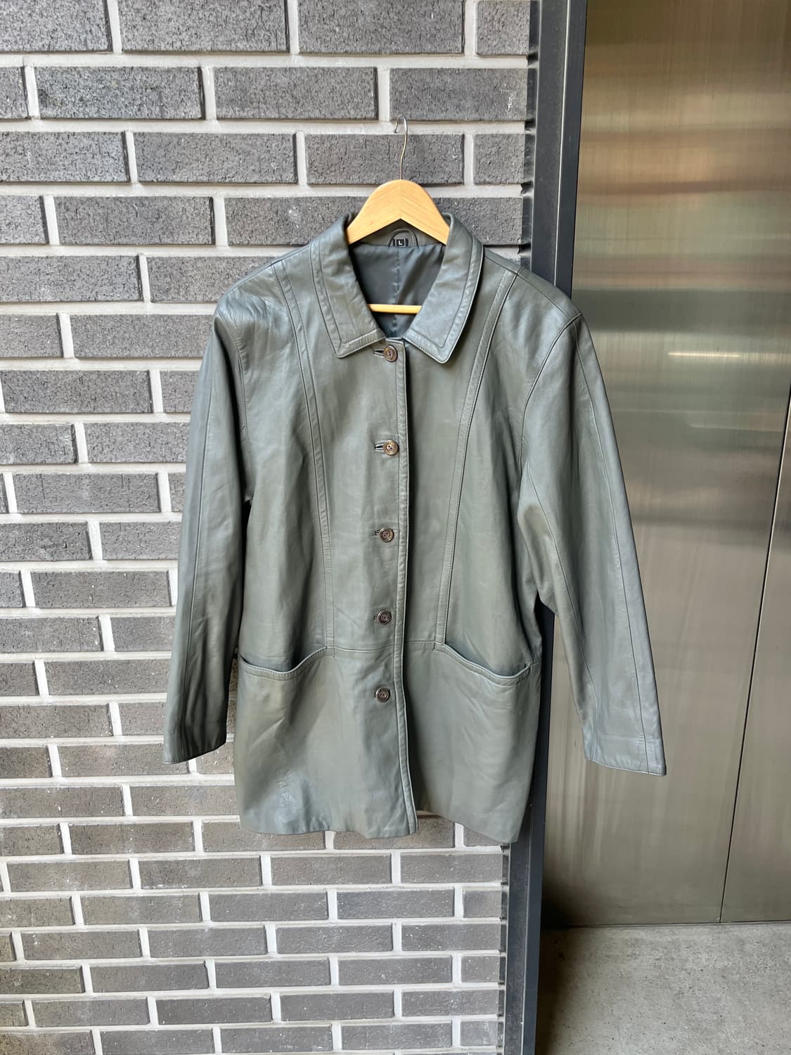 90s Genuine Lambskin 천연 양가죽 자켓 더스티 그레이 상품이미지1