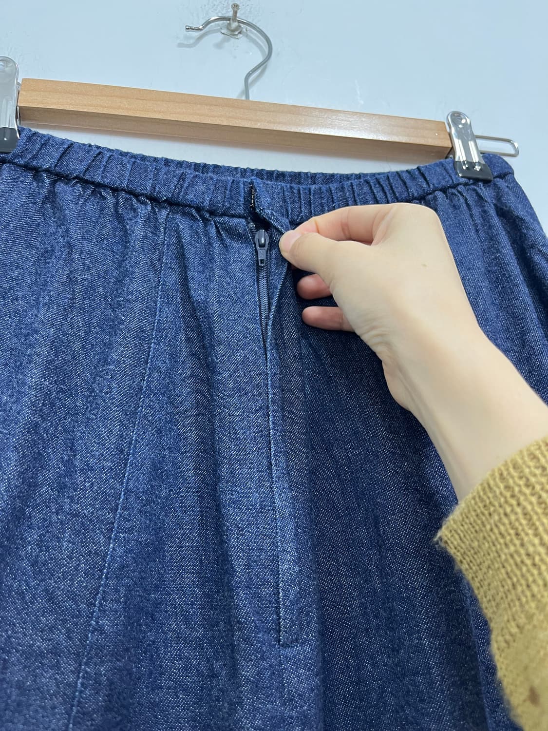 일본빈티지 모리걸 골덴 패치워크 자수 데님 롱스커트 상품이미지7