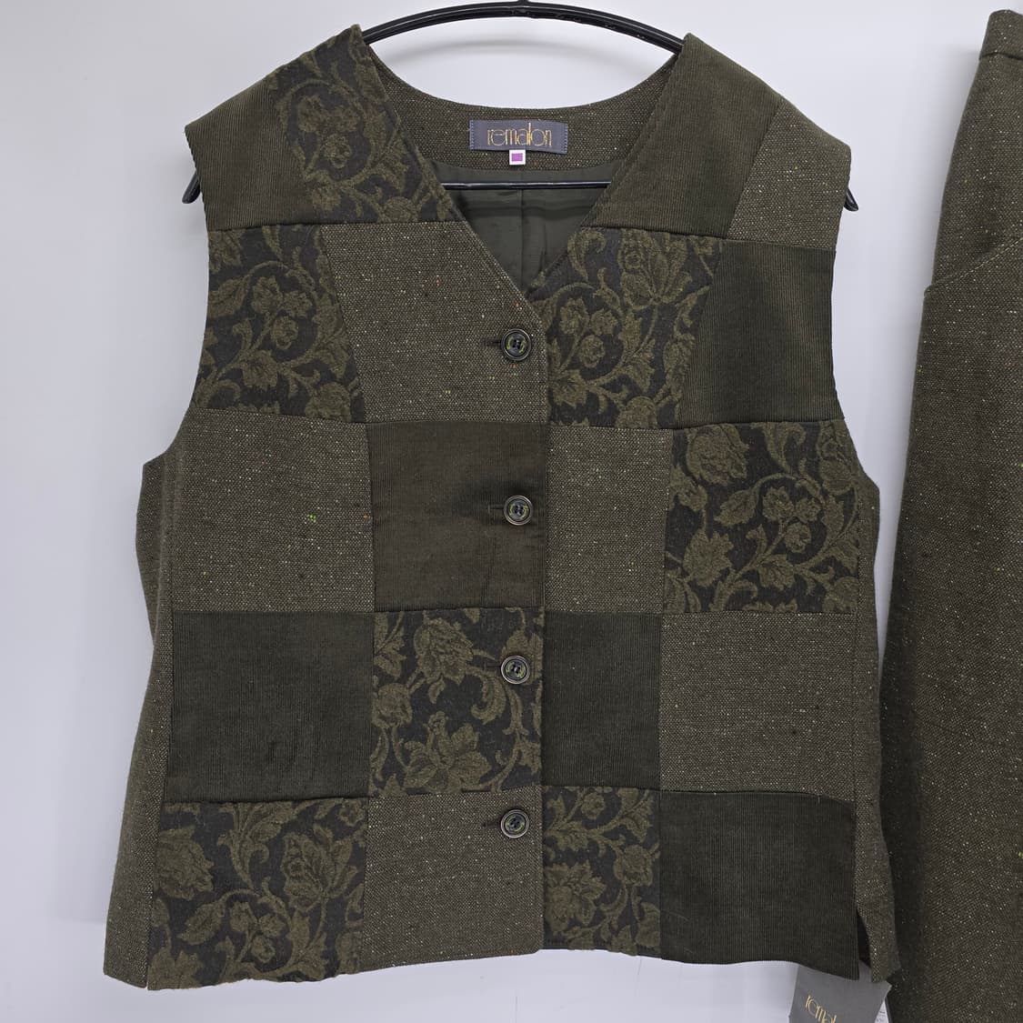 일본 빈티지 울 혼방 셋업 (베스트 + 스커트) L 상품이미지2