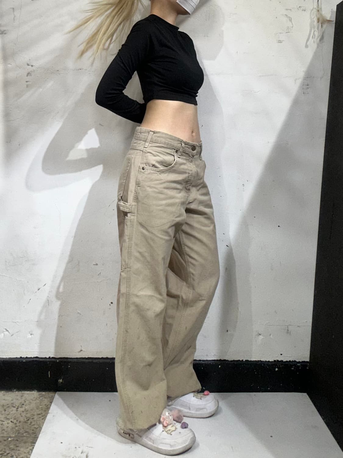 칼하트 b159 베이지 와이드 카펜터 워크 팬츠 가죽탭 바지 29 상품이미지1