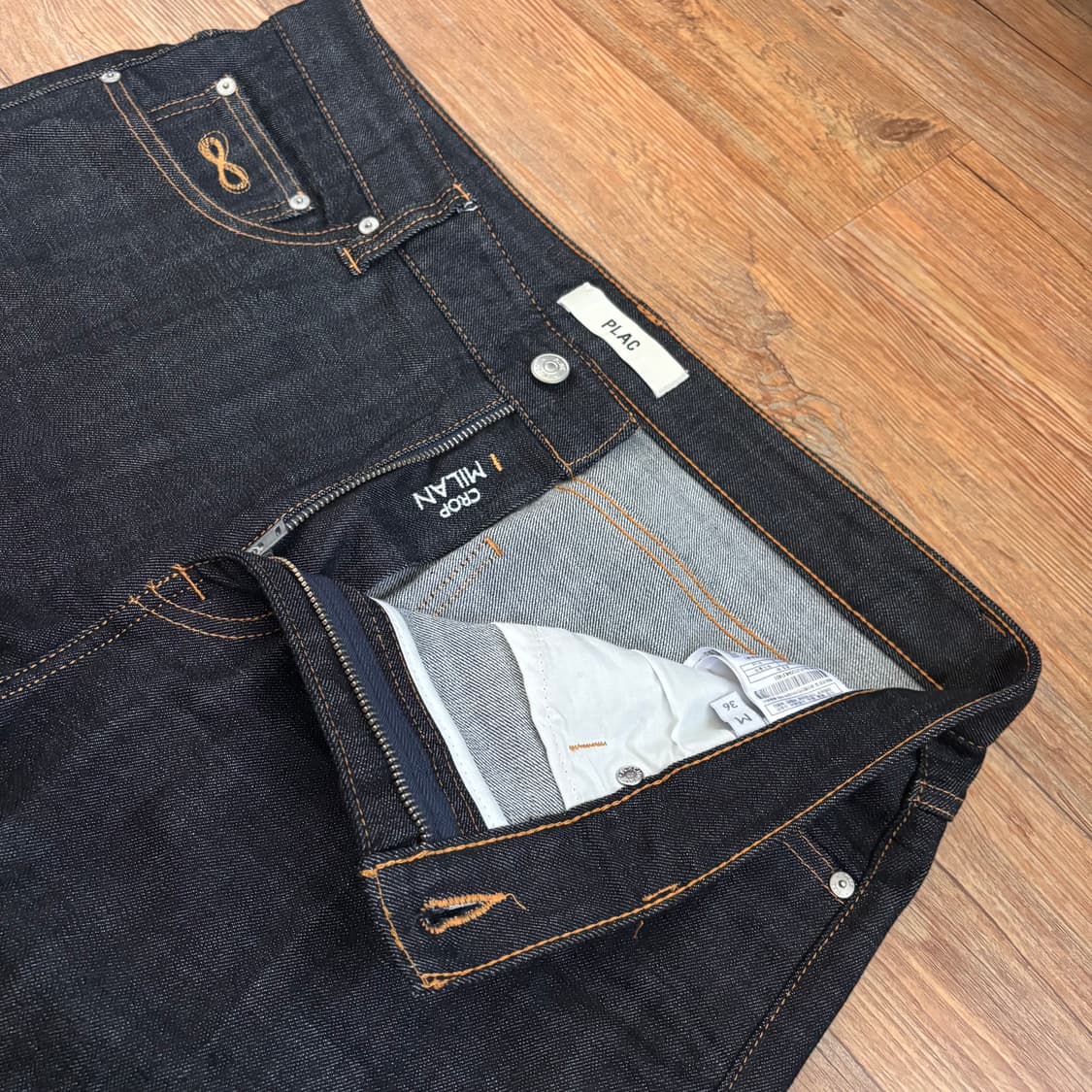 플랙 36 스판 크롭 밀란 루즈 테이퍼드 청바지 데님 새제품급 상품이미지3