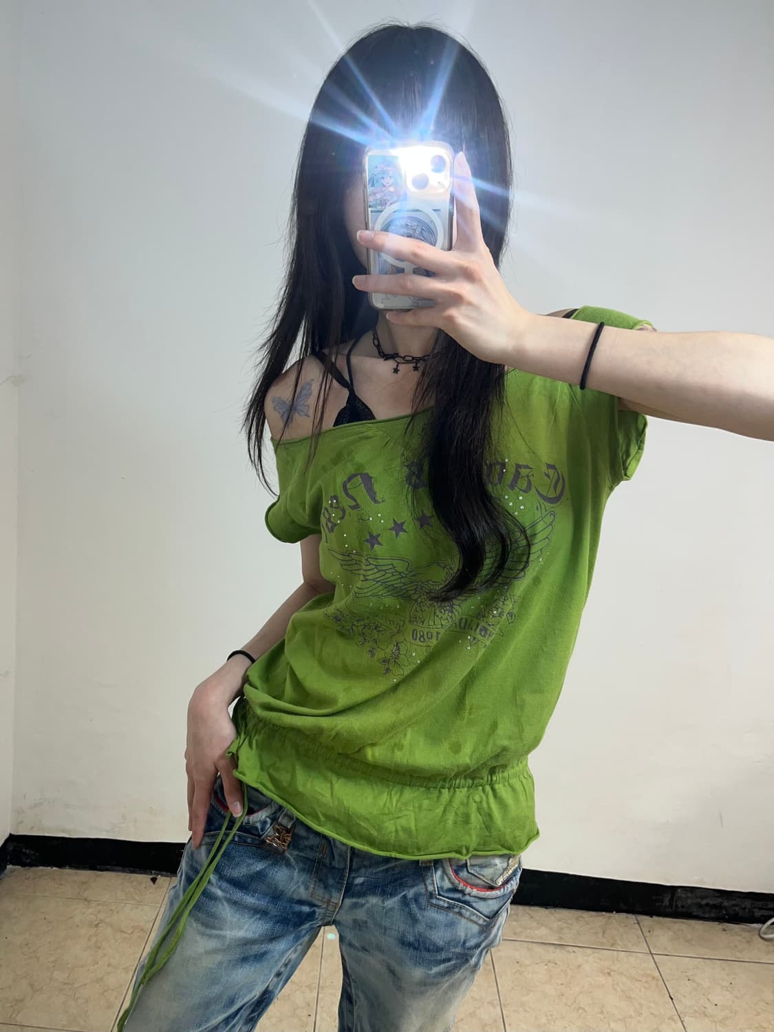 00‘s P2K 프린팅 오프숄더 상품이미지3