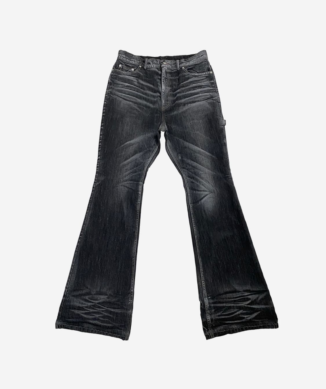 (구매)[2] 오엠오 글리터 코티드 플레어 진 워시드 블랙 상품이미지1