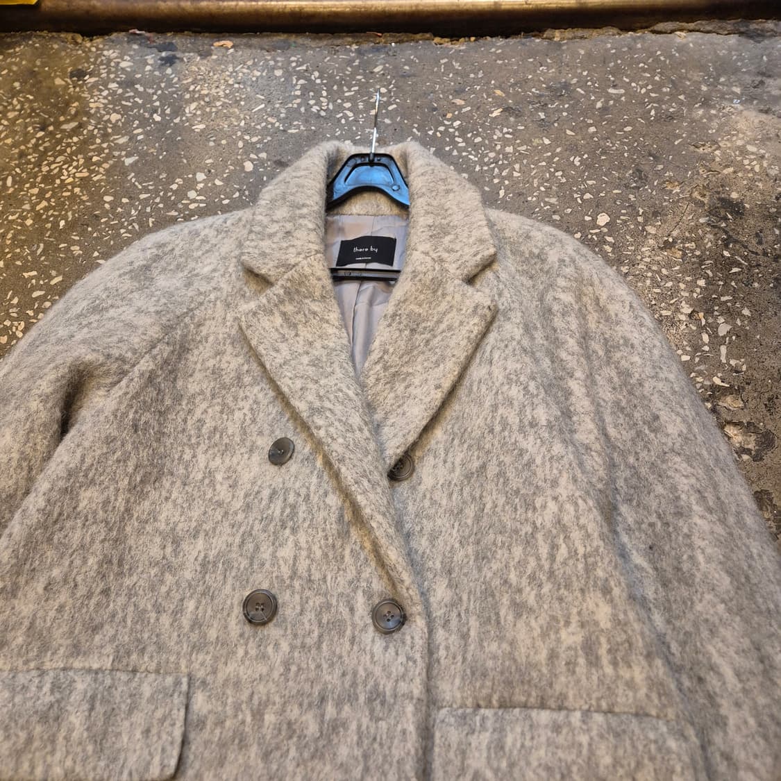 여성-FREE 모헤어 울 그레이  더블롱코트  상품이미지4